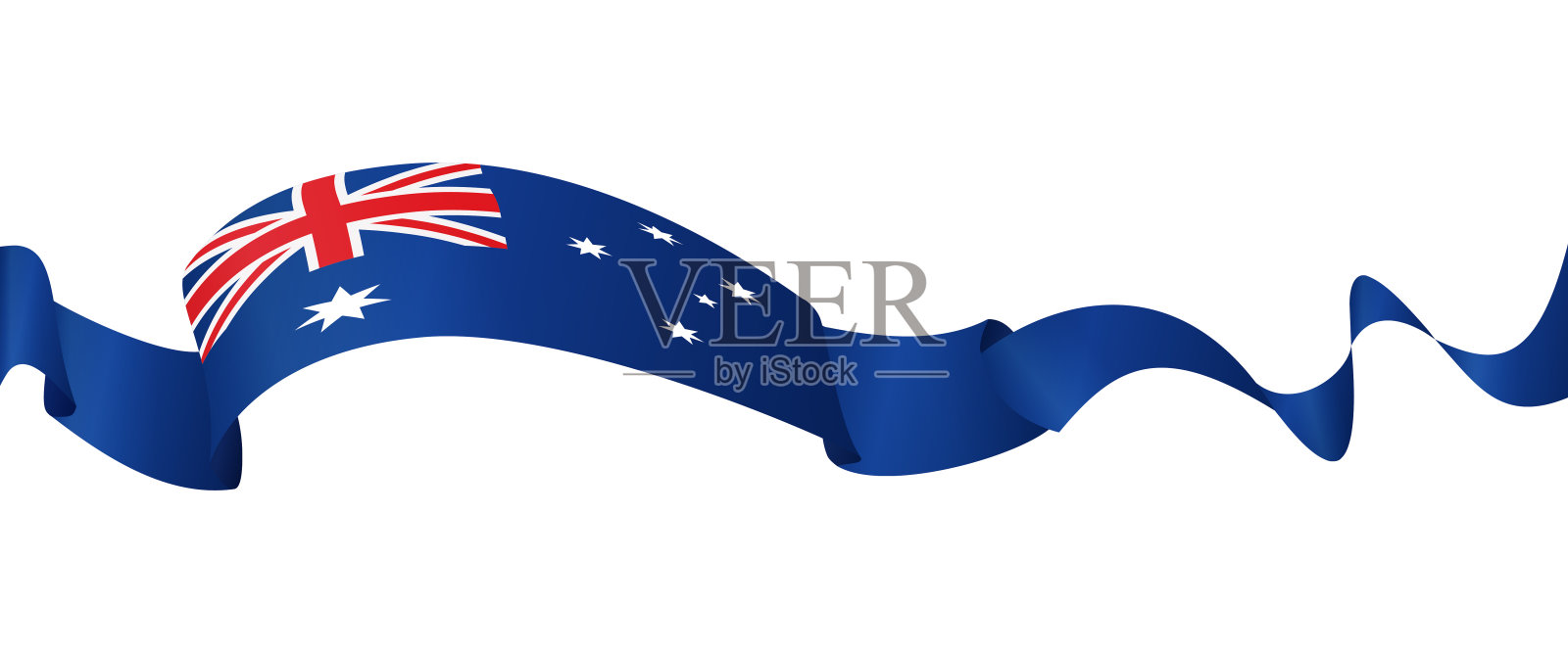 澳大利亚的旗帜-矢量挥舞丝带旗帜。隔离在白色背景上插画图片素材