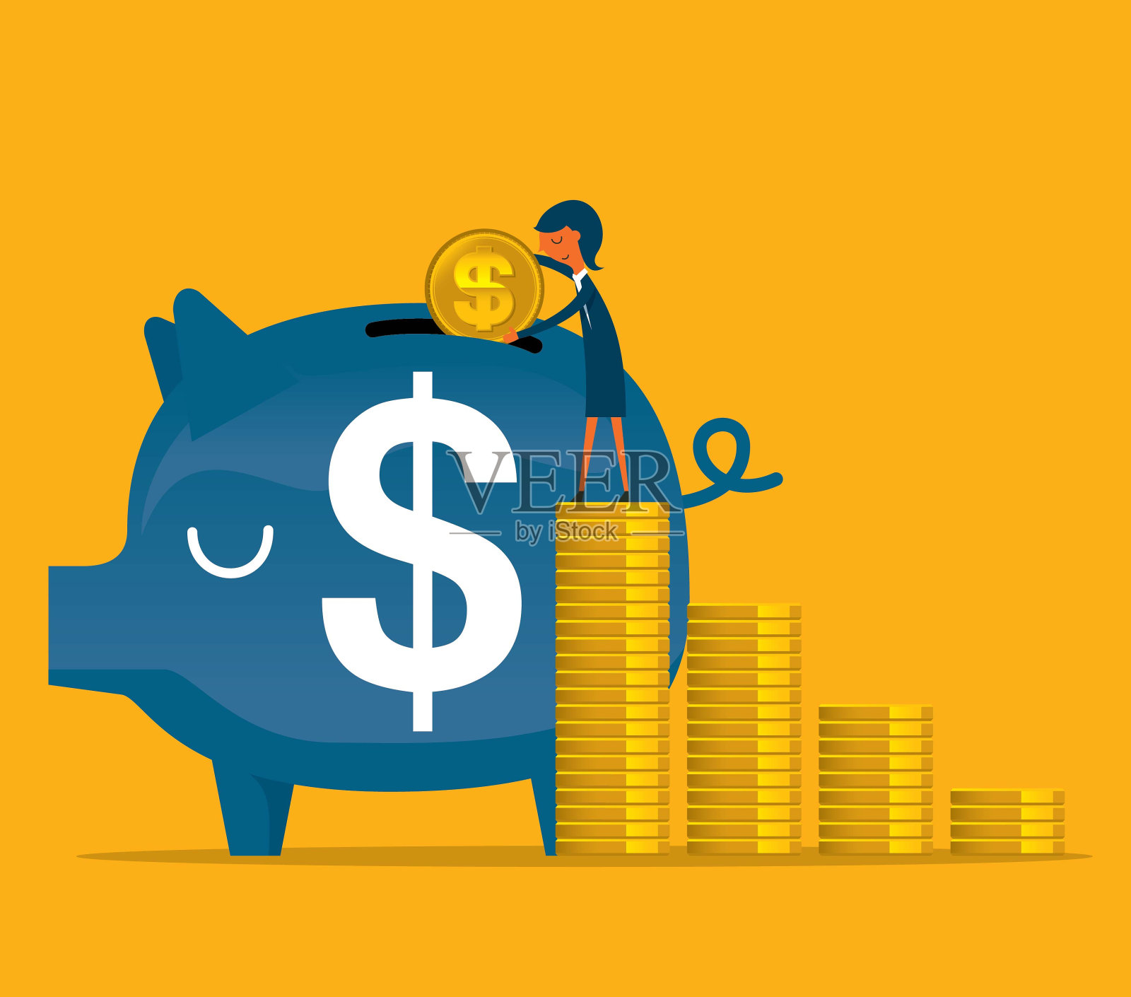 省钱——女商人插画图片素材