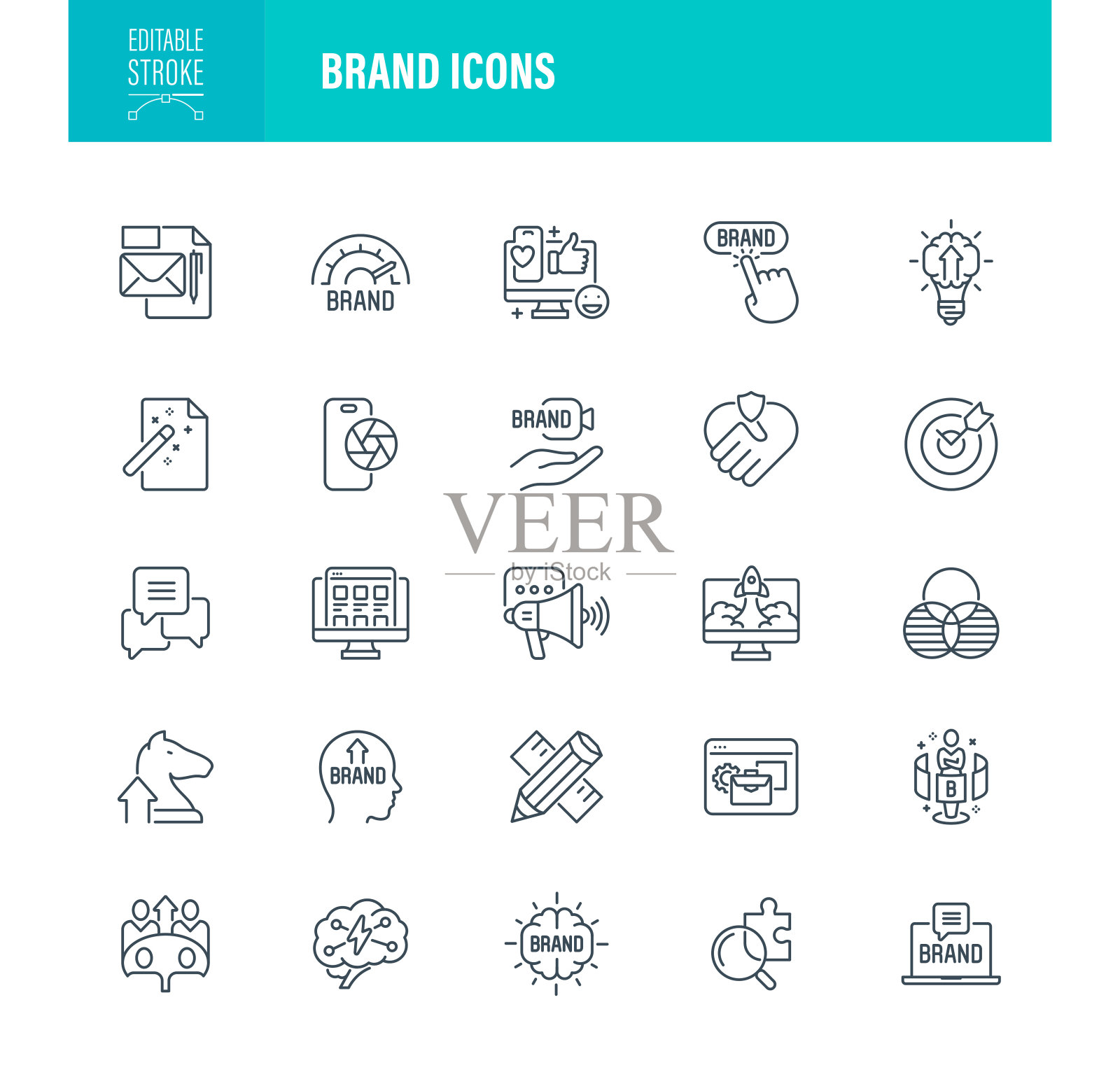 品牌图标可编辑笔画插画图片素材