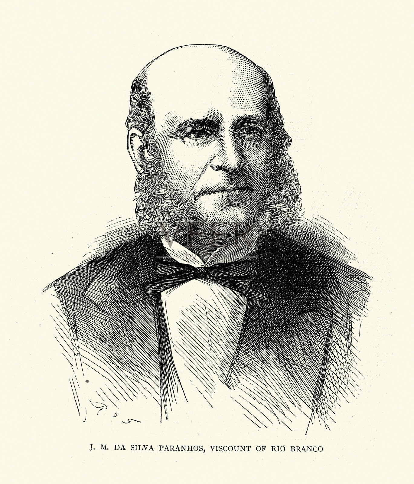 jossour Maria da Silva Paranhos，里约布兰科子爵，巴西政治家，君主主义者，外交官，教师和记者插画图片素材