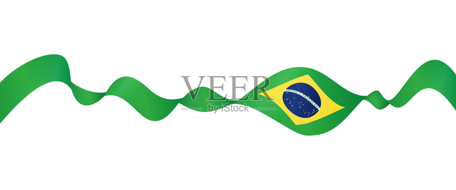 巴西的旗帜-矢量挥舞丝带横幅。隔离在白色背景上插画图片素材