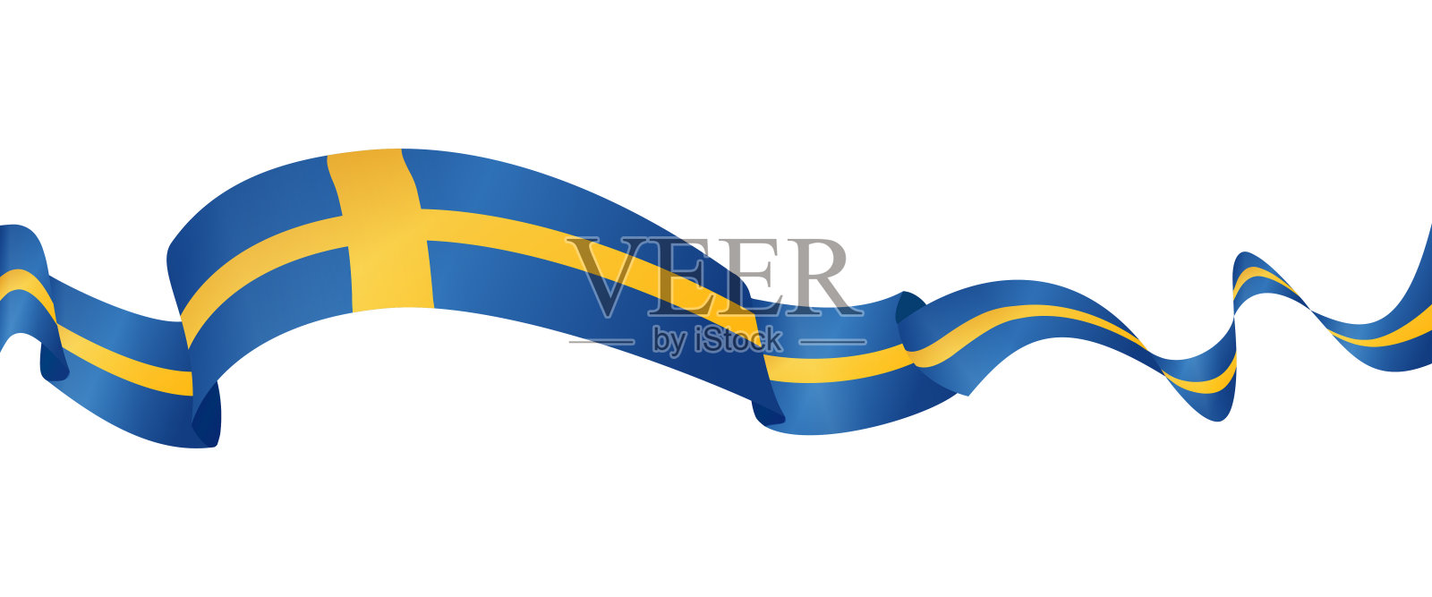 瑞典的旗帜-矢量挥舞丝带横幅。隔离在白色背景上插画图片素材