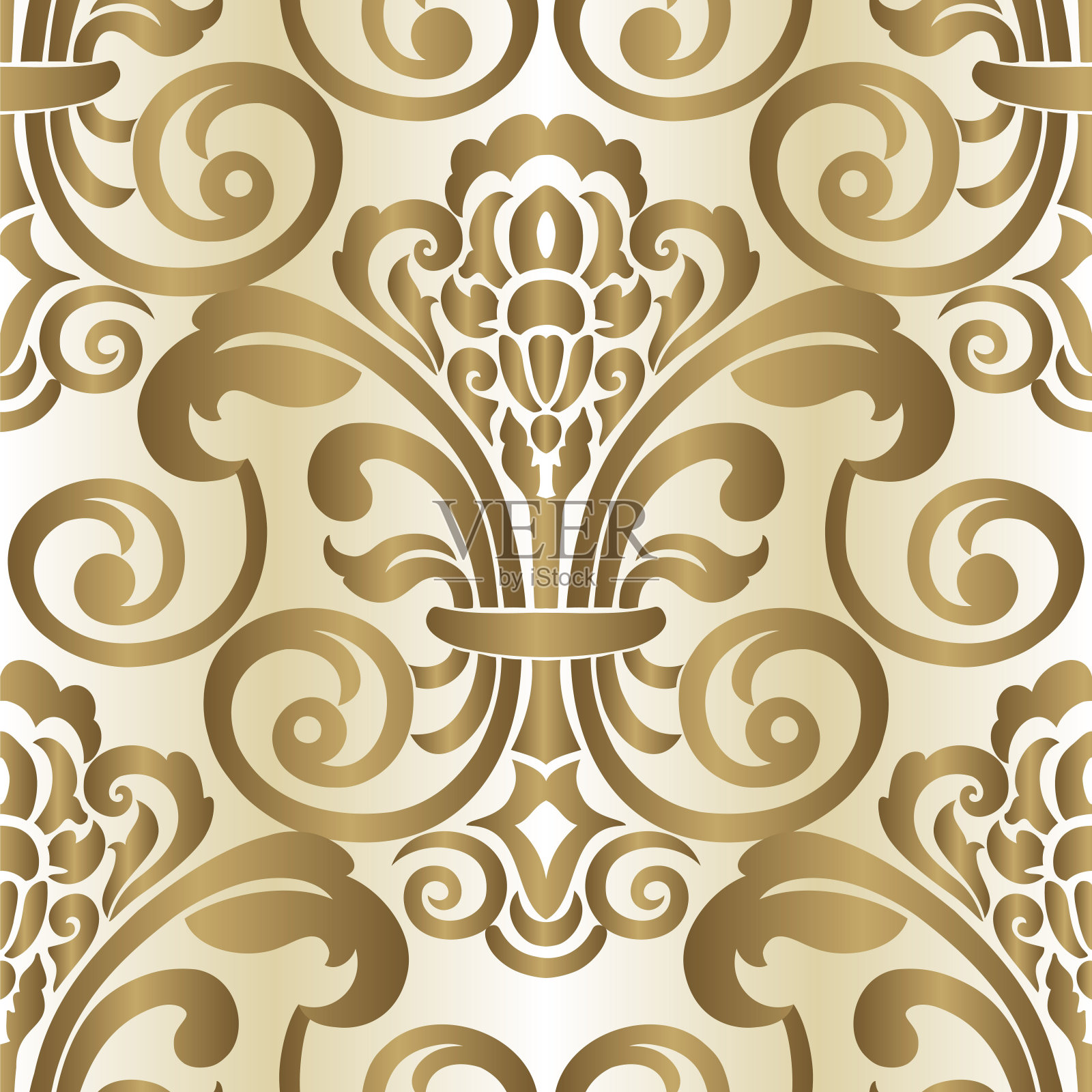 锦缎复古无缝背景图案。优雅奢华的质感壁纸。插画图片素材
