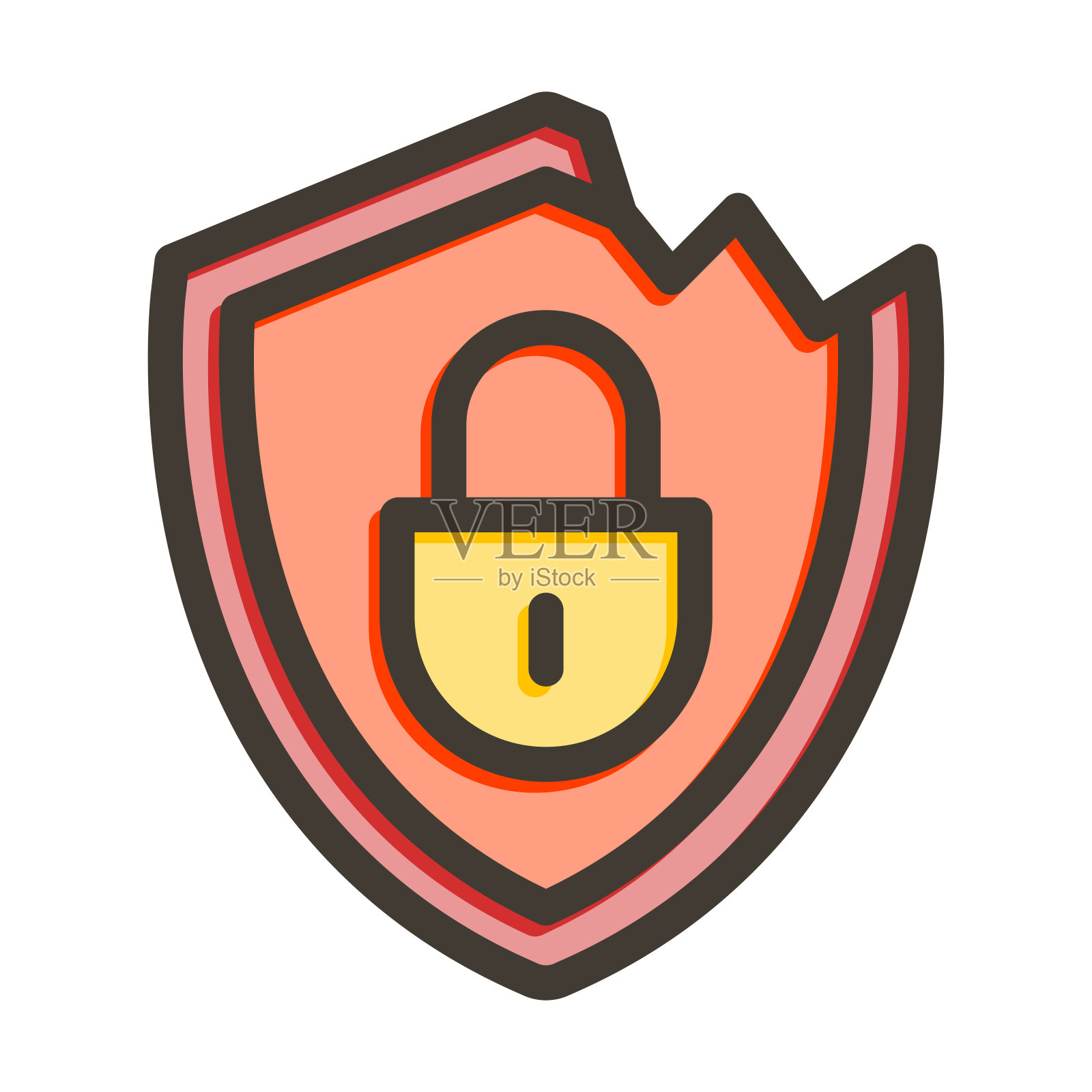 个人数据泄露矢量粗线填充颜色图标为个人和商业用途。插画图片素材