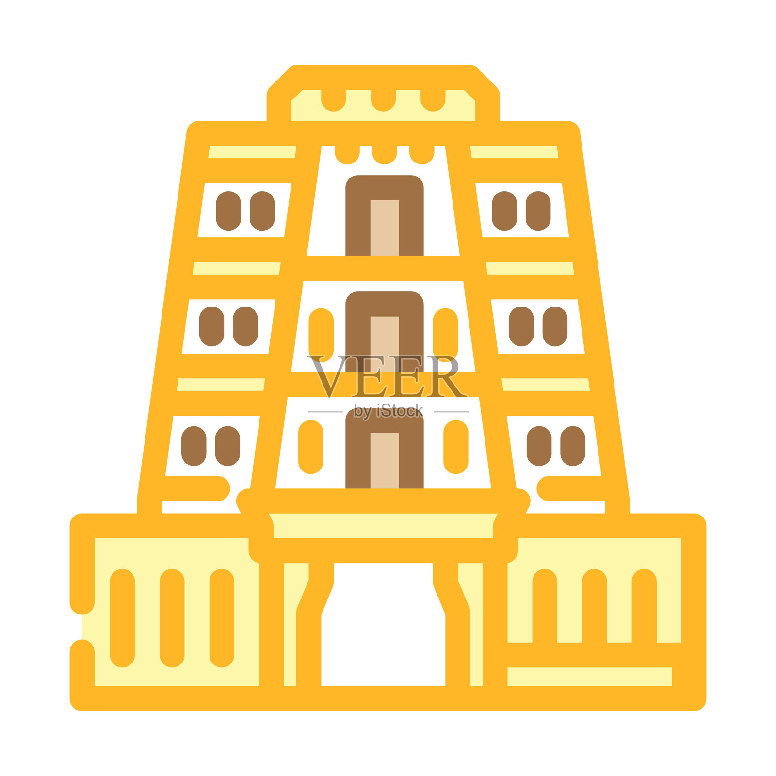 印度教寺庙神的颜色图标矢量插图插画图片素材