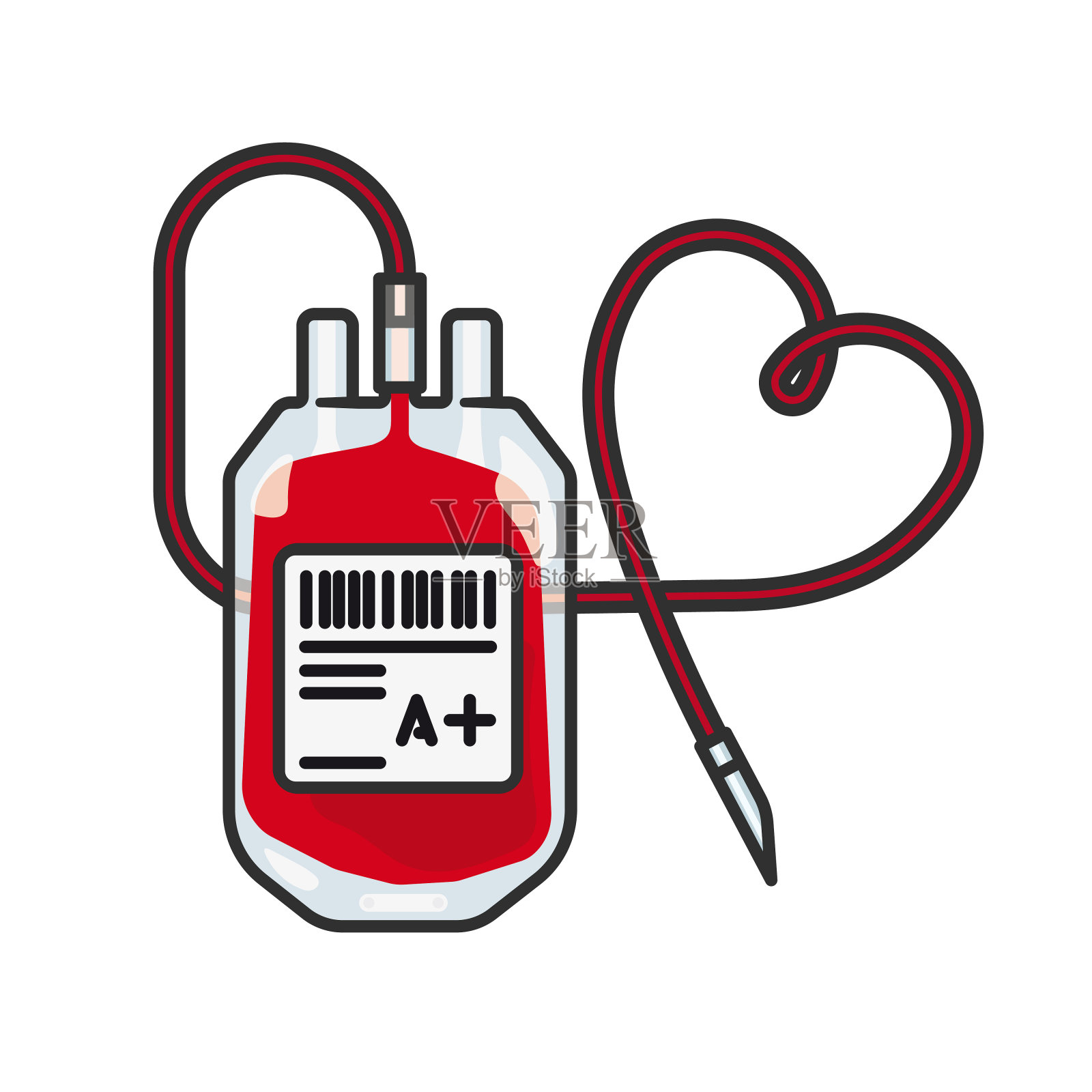 血袋与心形管隔离矢量插图插画图片素材