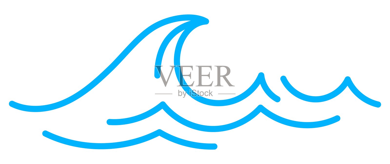 波浪线，大海和海水波纹和冲浪插画图片素材