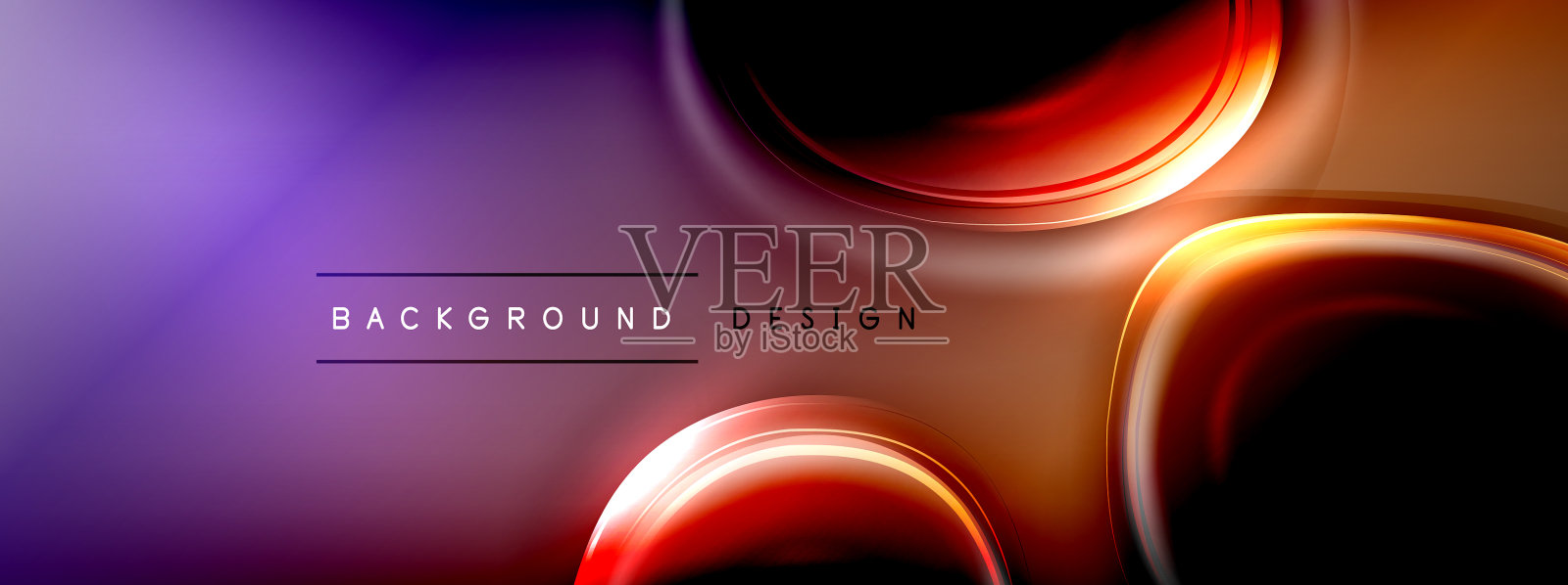 圆线和气泡上明亮的发光效果插画图片素材