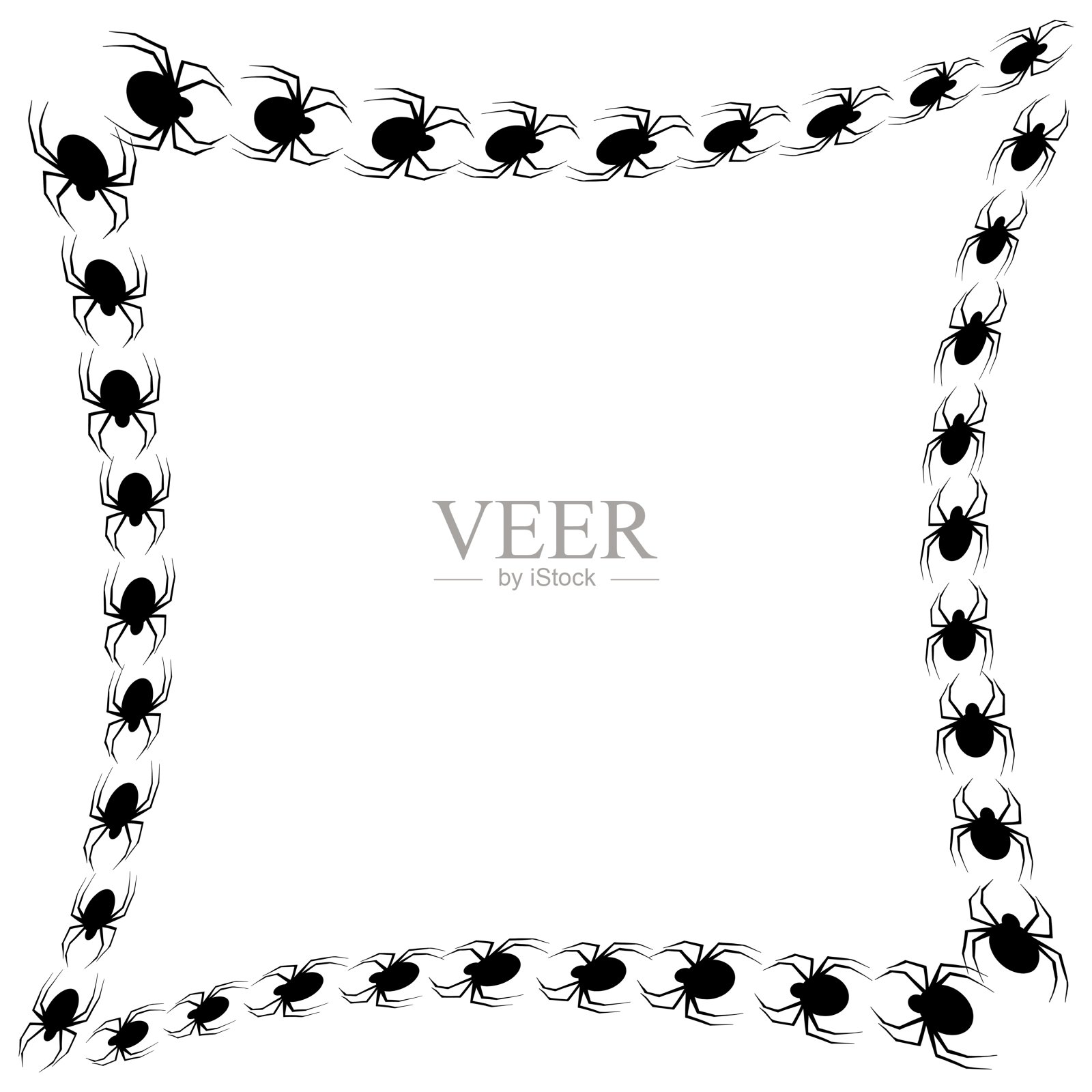 万圣节的奔跑小黑蜘蛛框架。插画图片素材