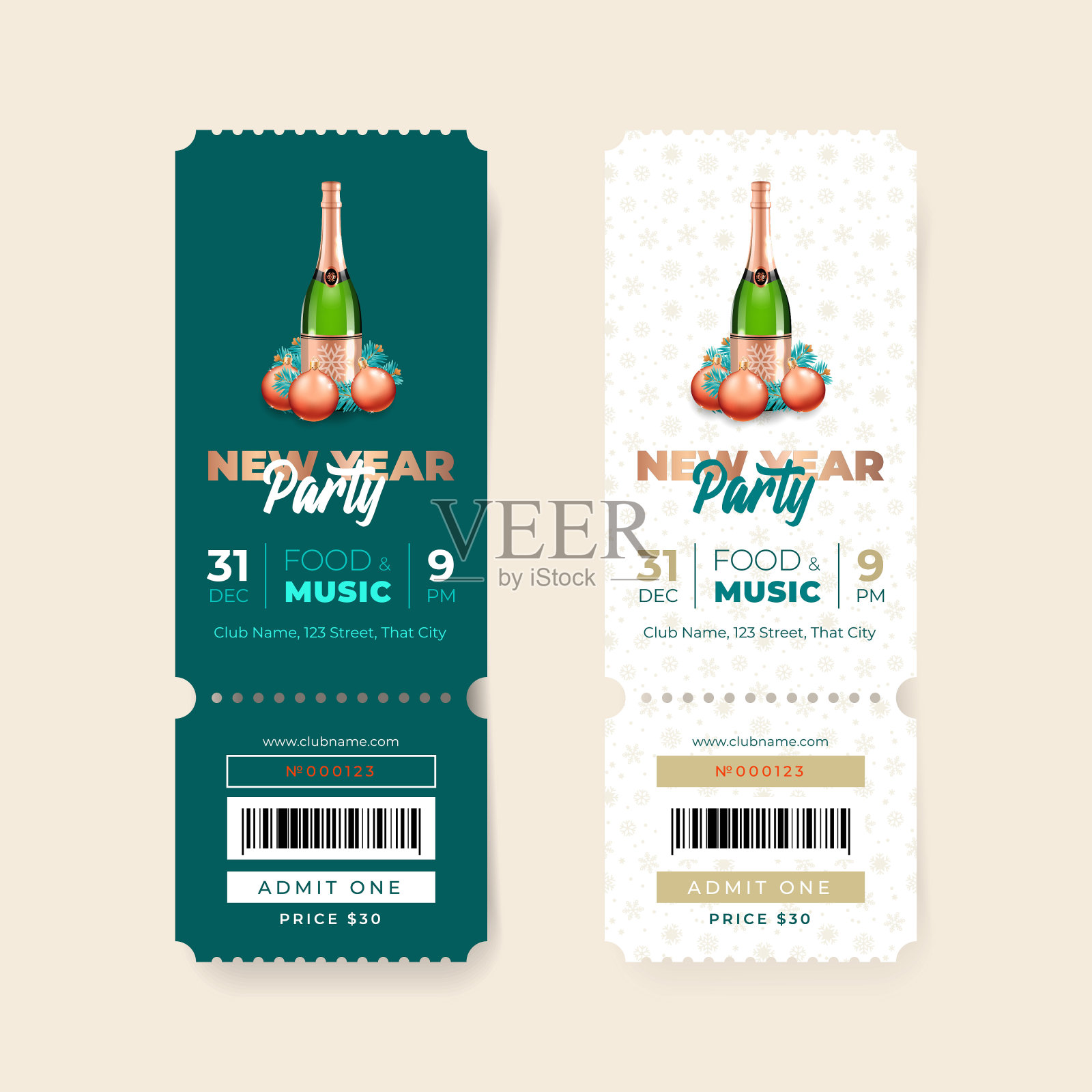 收集新年晚会门票模板插画图片素材