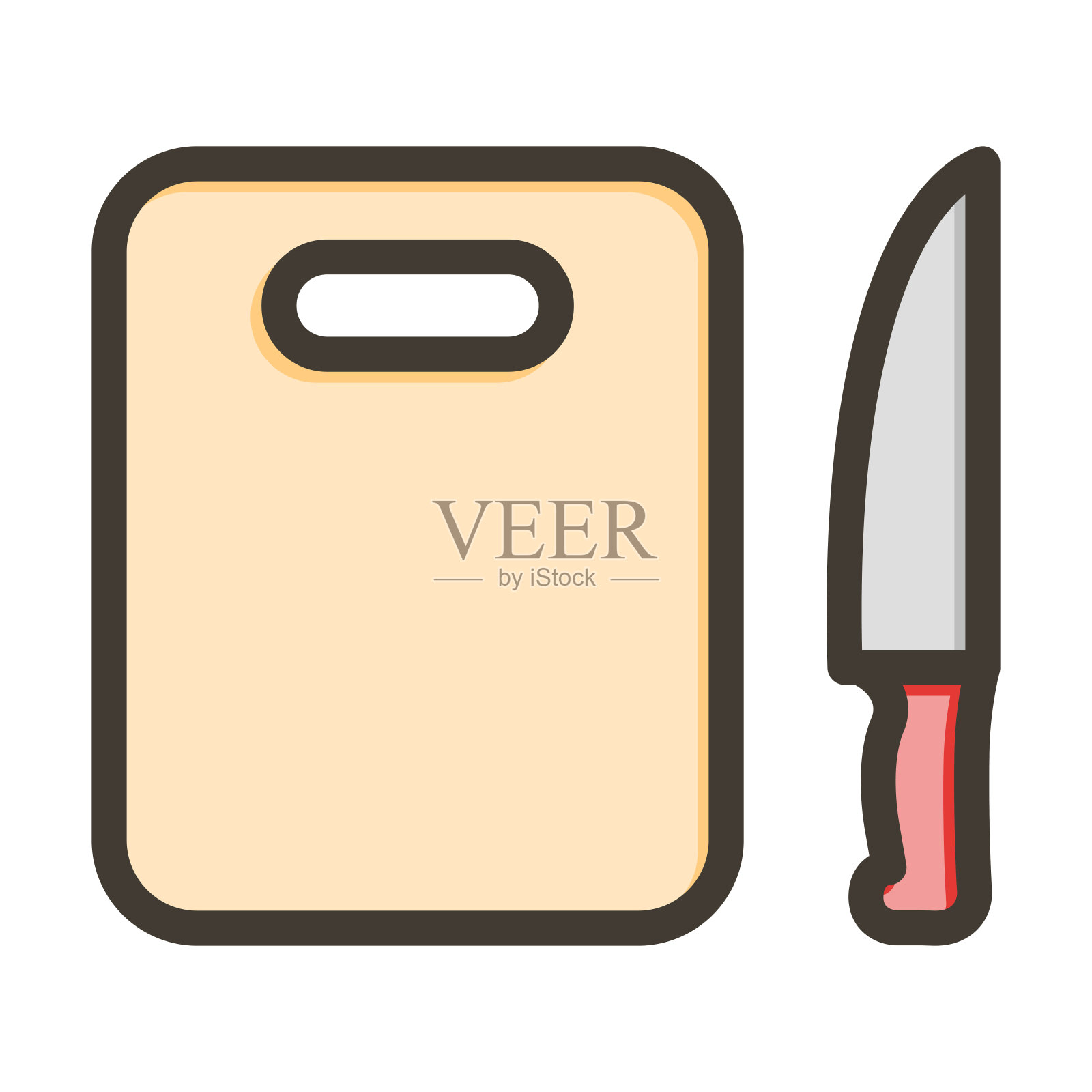 砧板矢量粗线填充颜色图标为个人和商业用途。插画图片素材