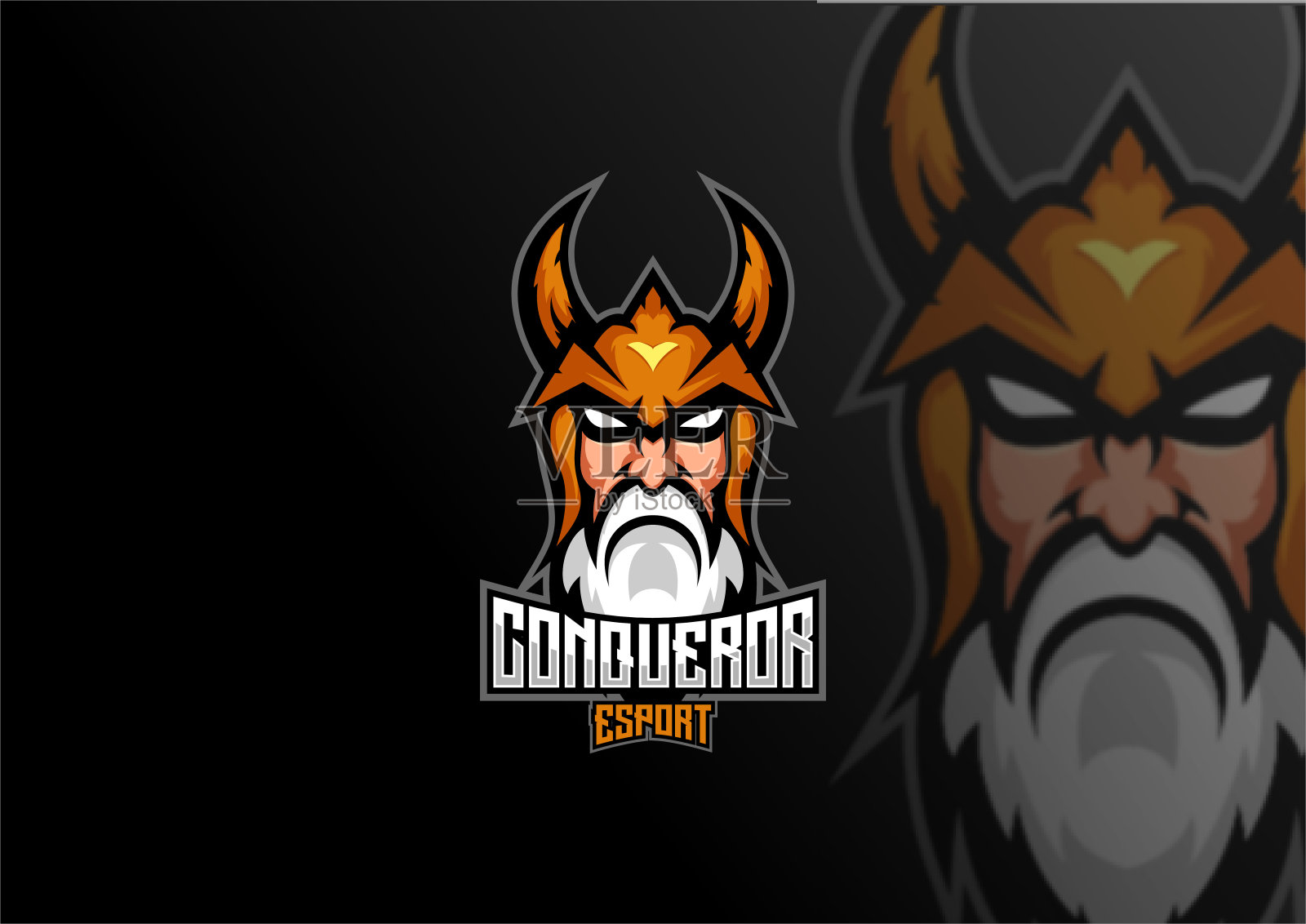 维京征服者电子竞技队吉祥物设计插画图片素材