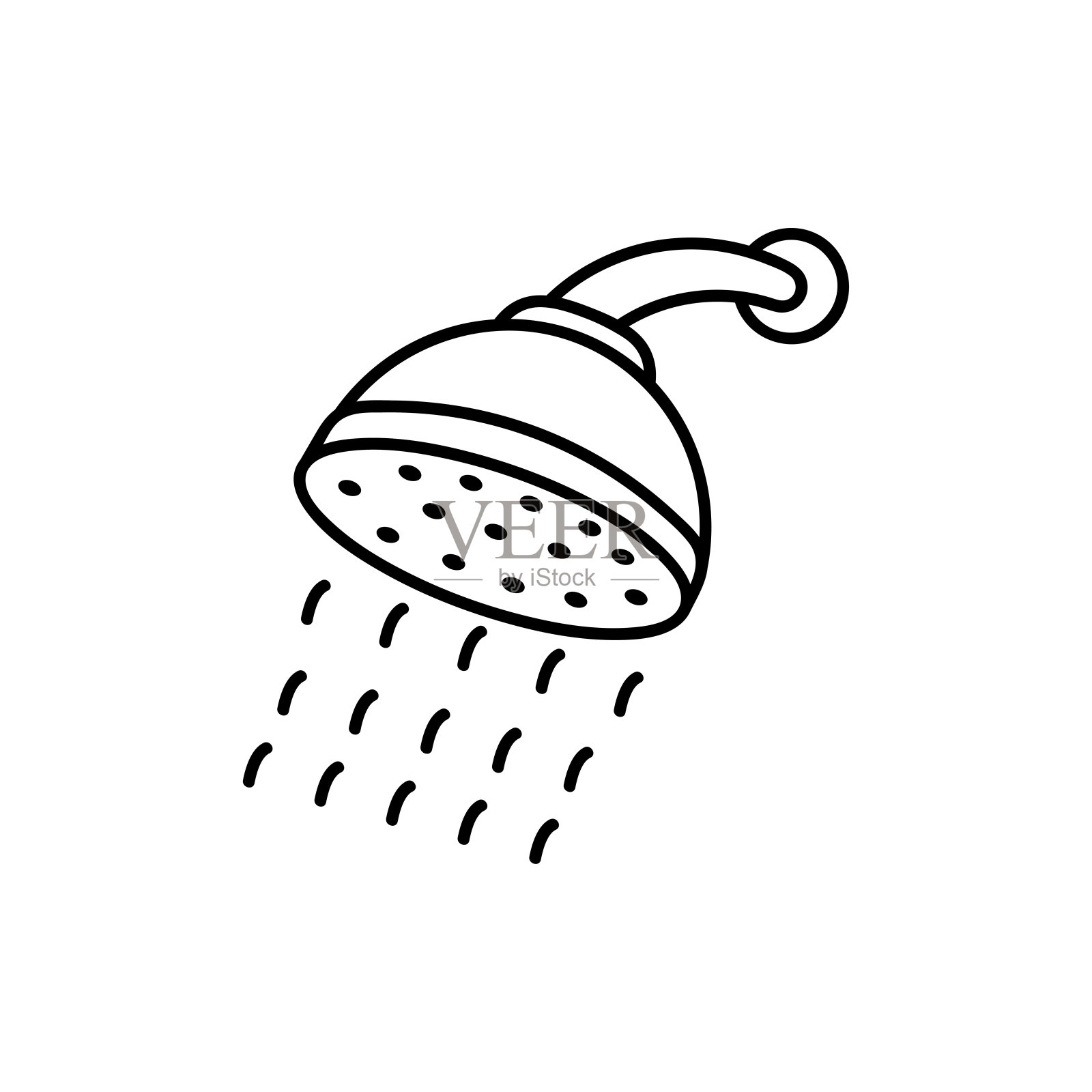 手绘儿童绘制卡通矢量插图淋浴图标隔离在白色背景插画图片素材