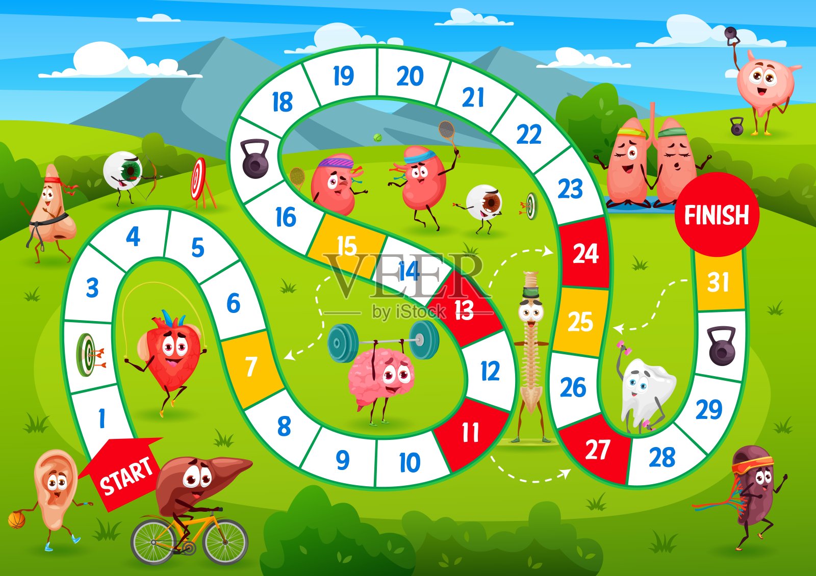 儿童板步游戏卡通风琴运动员插画图片素材