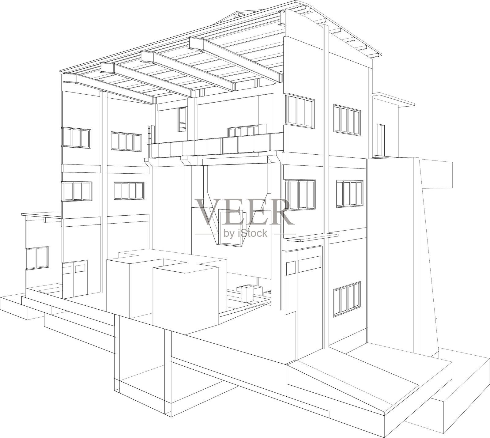 工业建筑的三维插图照片摄影图片