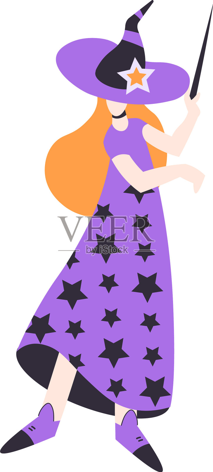 万圣节派对上站着的快乐女人角色设计元素图片