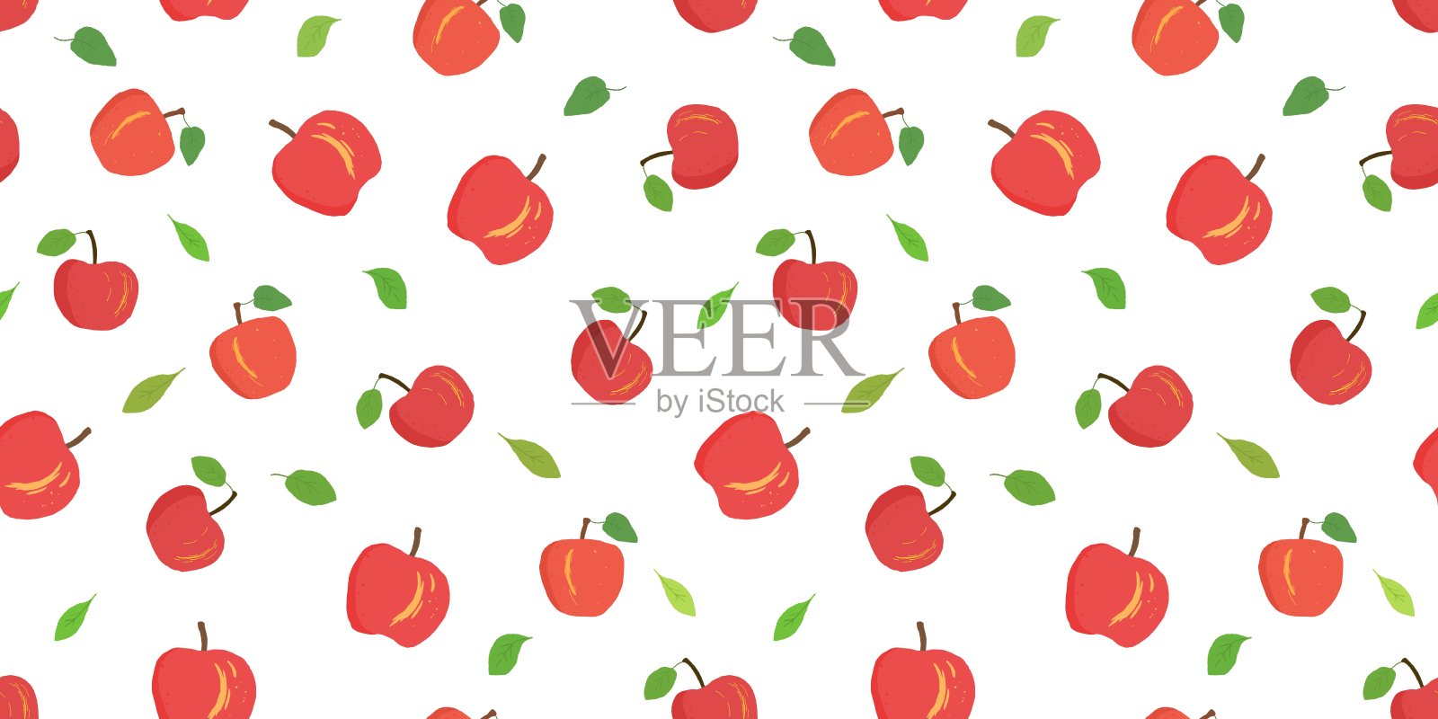 红苹果背景-矢量可重复纹理插画图片素材