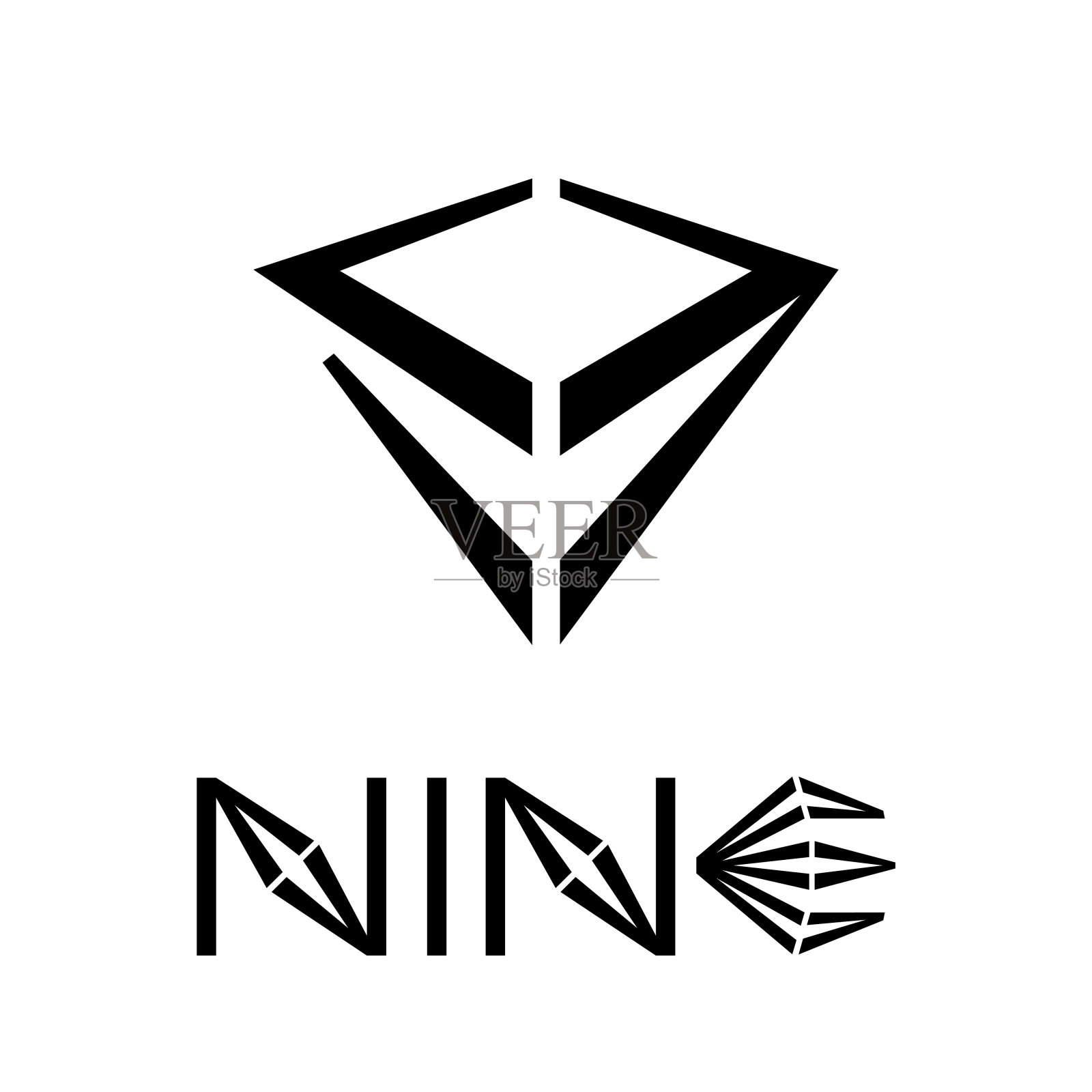 黑色符号的数字9在白色背景-图标5插画图片素材