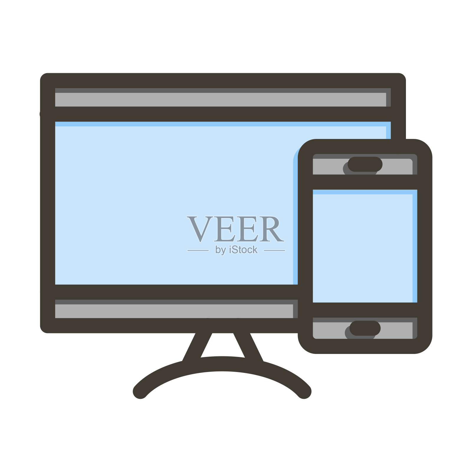 设备矢量粗线填充颜色图标为个人和商业用途。插画图片素材