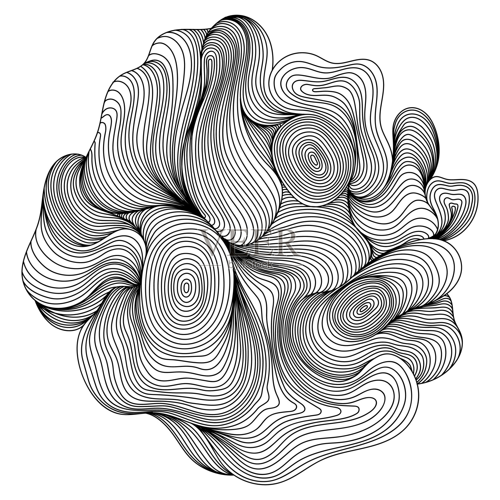 抽象形状手绘线条插图。水墨画的风格构成为装饰或背景。插画图片素材