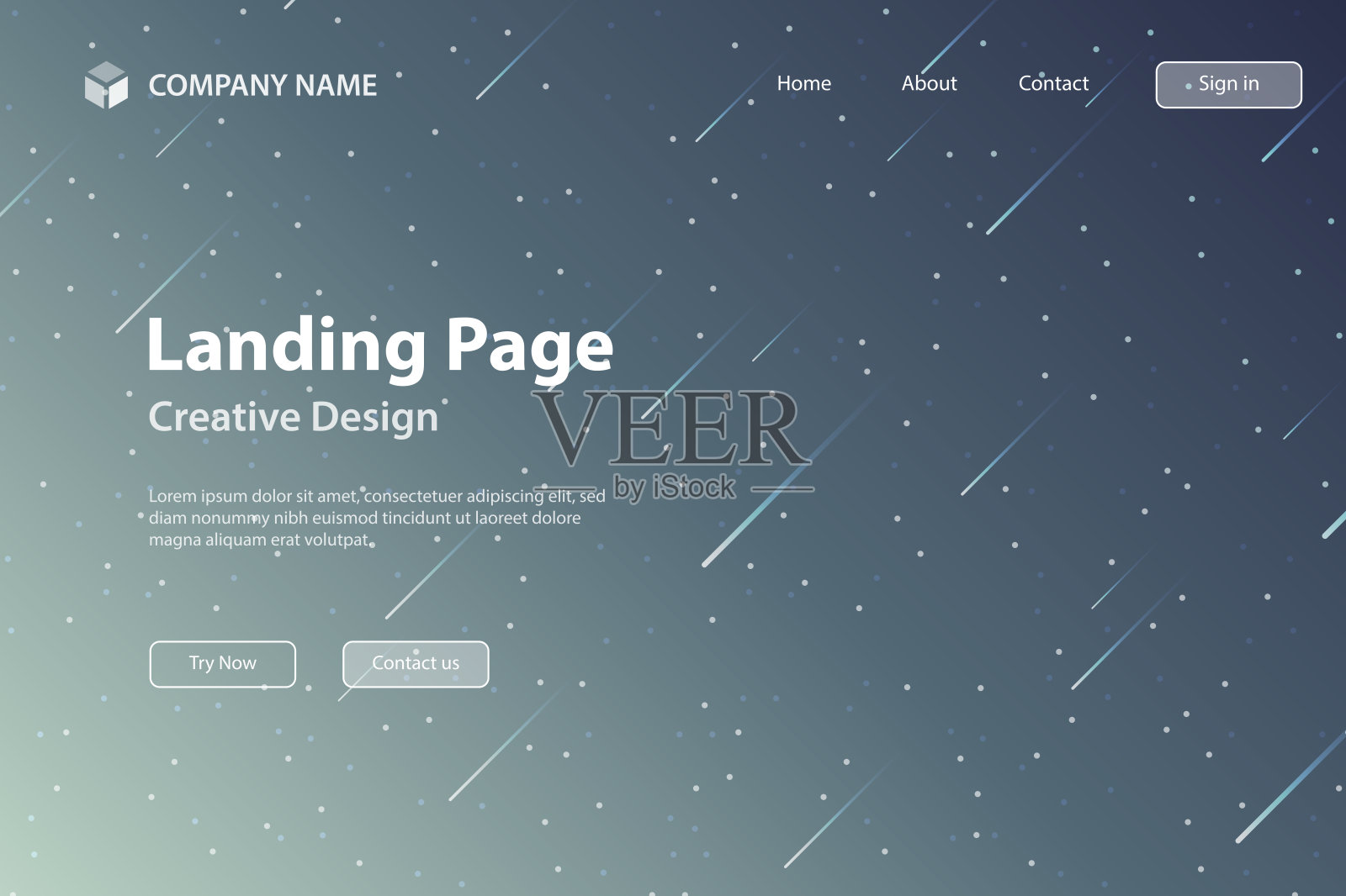 登陆页面模板-时髦的星空与灰色梯度插画图片素材