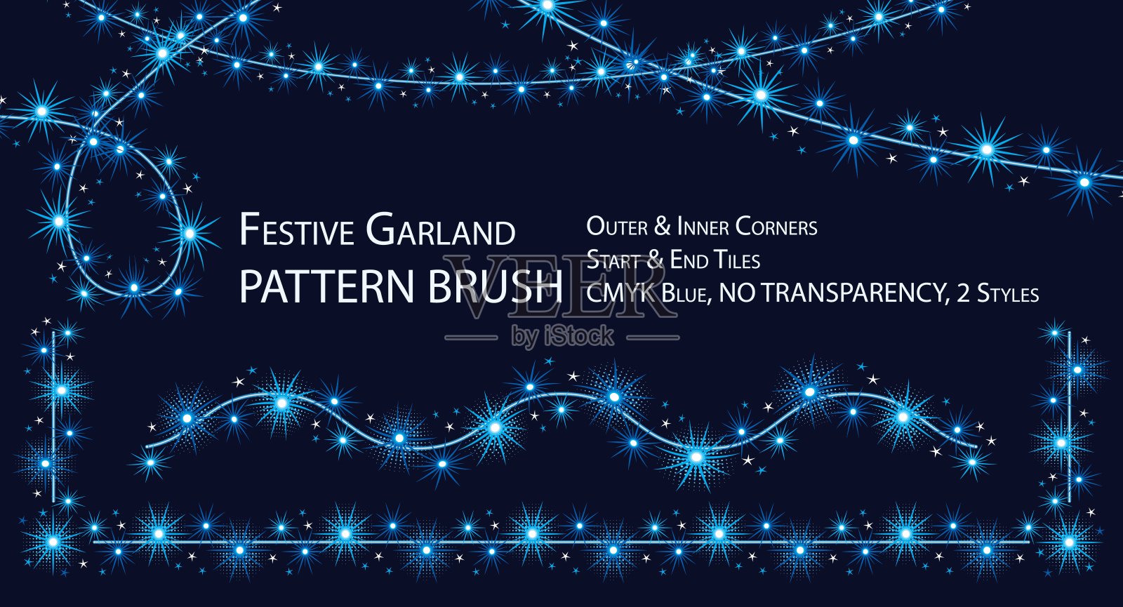 图案无缝刷与节日的蓝色花环插画图片素材