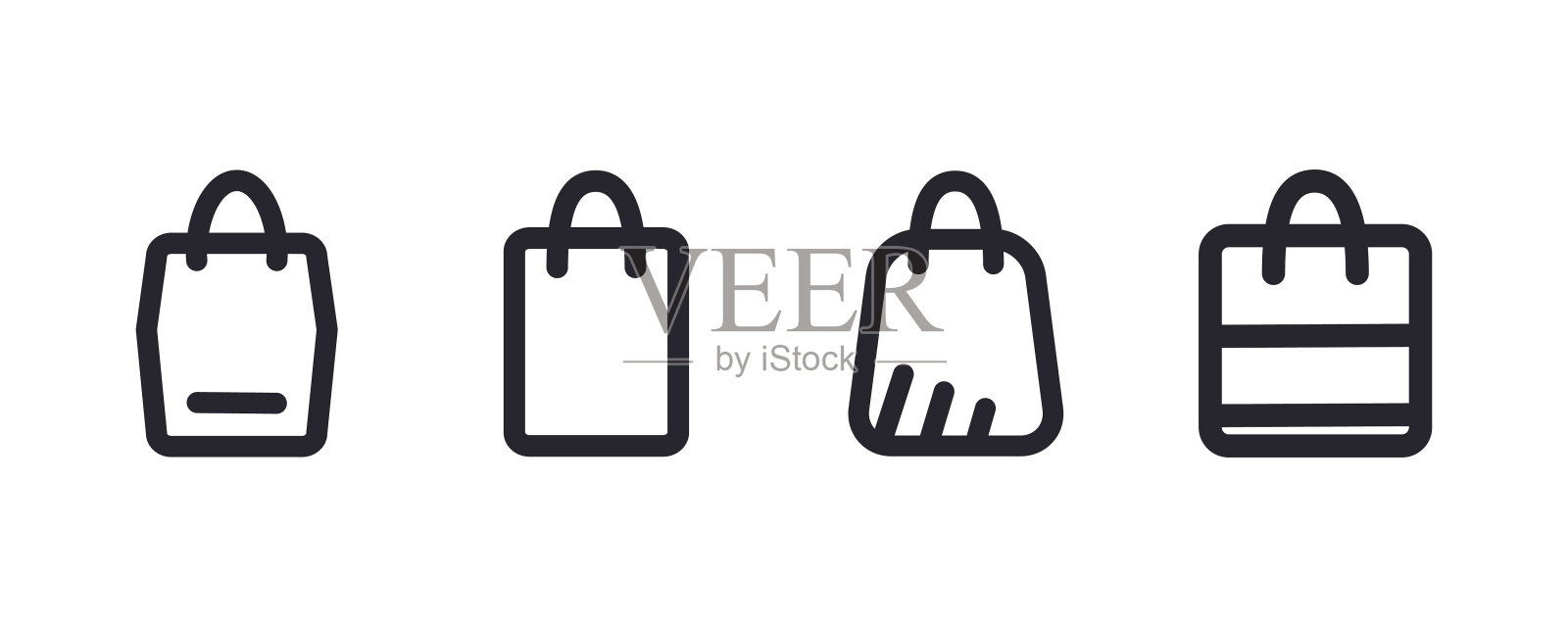 设置购物袋图标。时尚包。插画图片素材