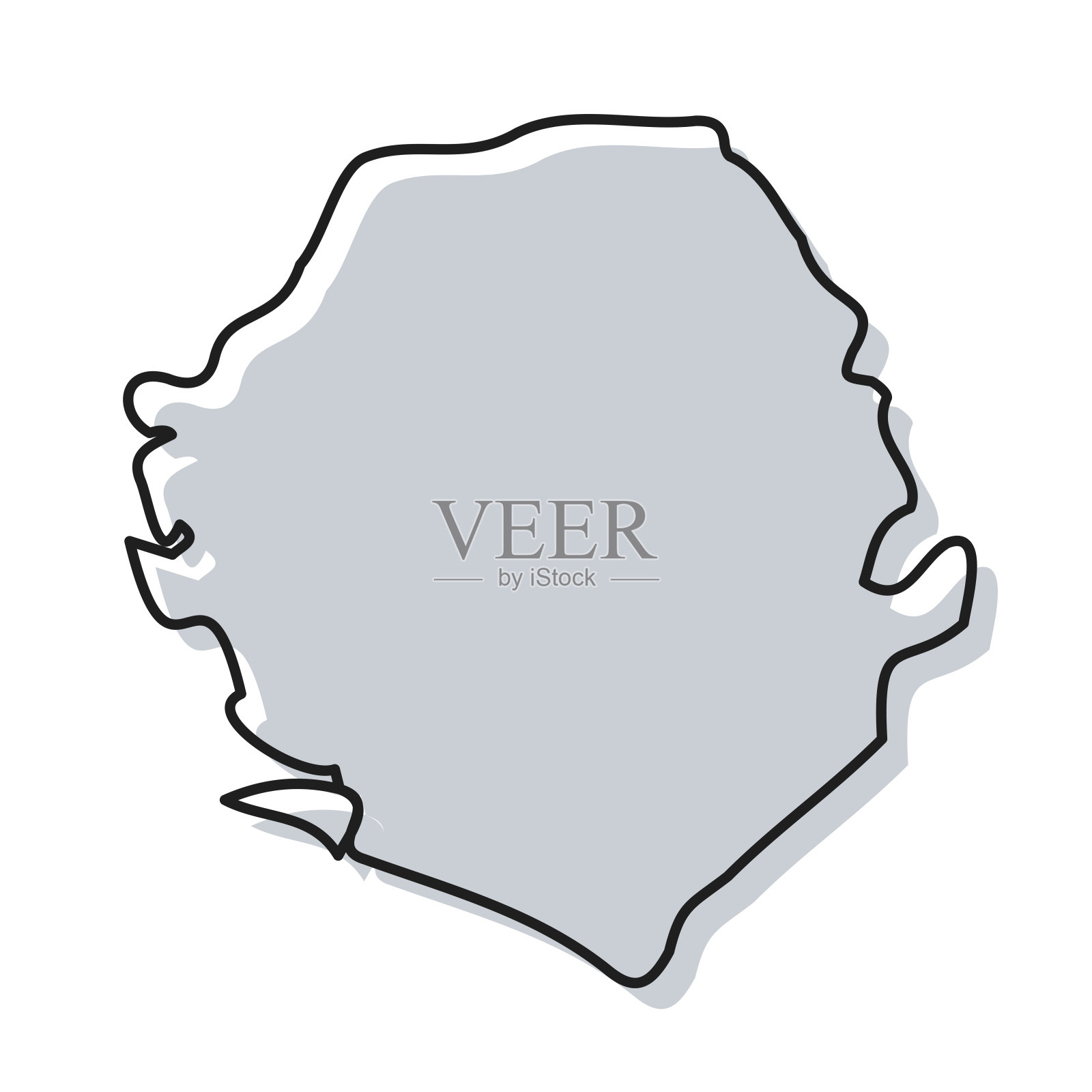 塞拉利昂地图手绘在白色背景-时尚的设计插画图片素材