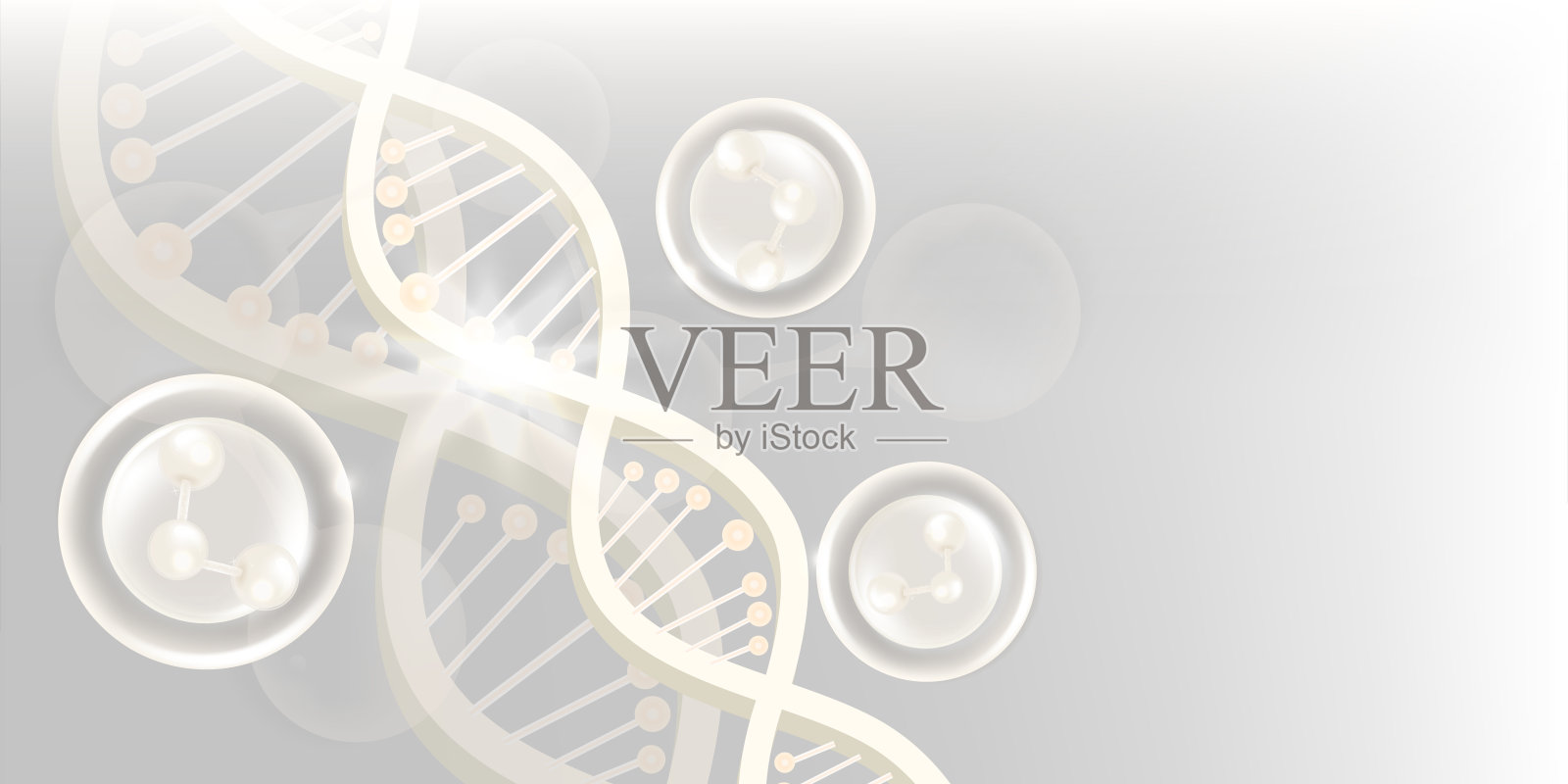 透明质酸护肤液广告，白色胶原蛋白血清滴与化妆品广告背景准备使用插画图片素材