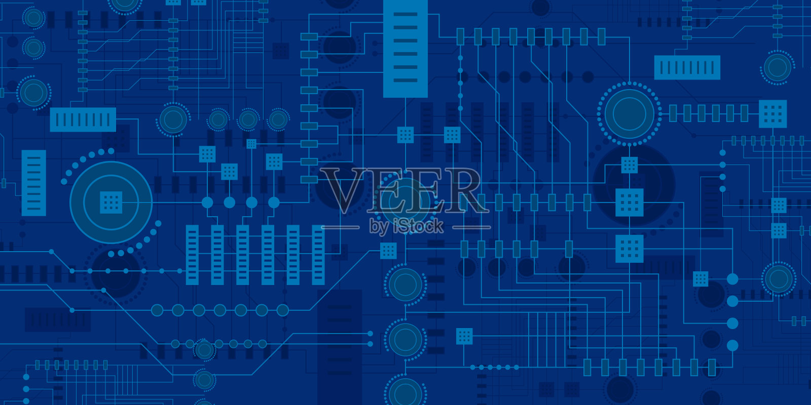 未来的微芯片处理器。量子计算机，大数据处理，数据库概念。人工智能和机器人量子计算处理器概念。插画图片素材