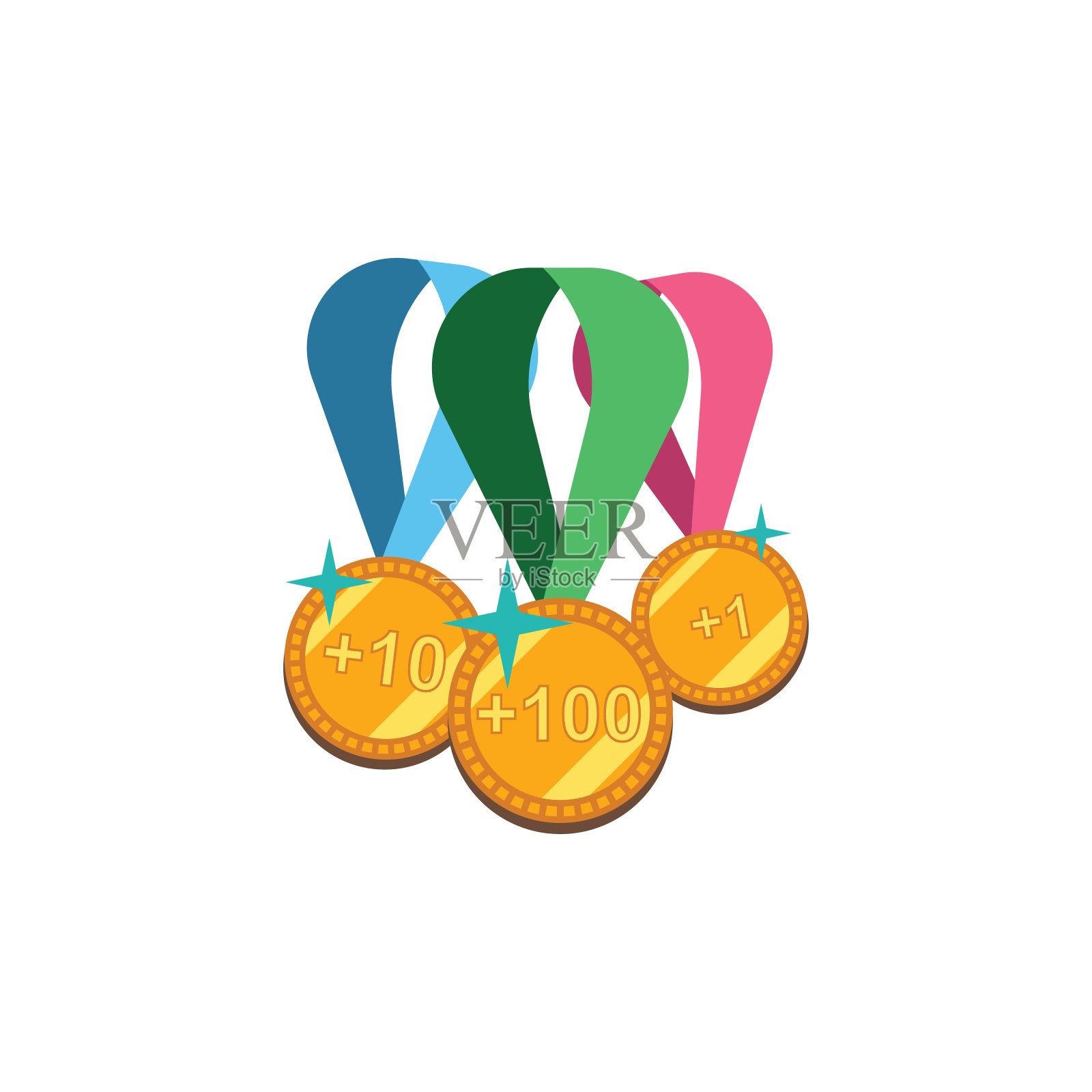 银行概念和货币投资的说明，奖牌代表忠诚计划和网上购物的奖励。插画图片素材