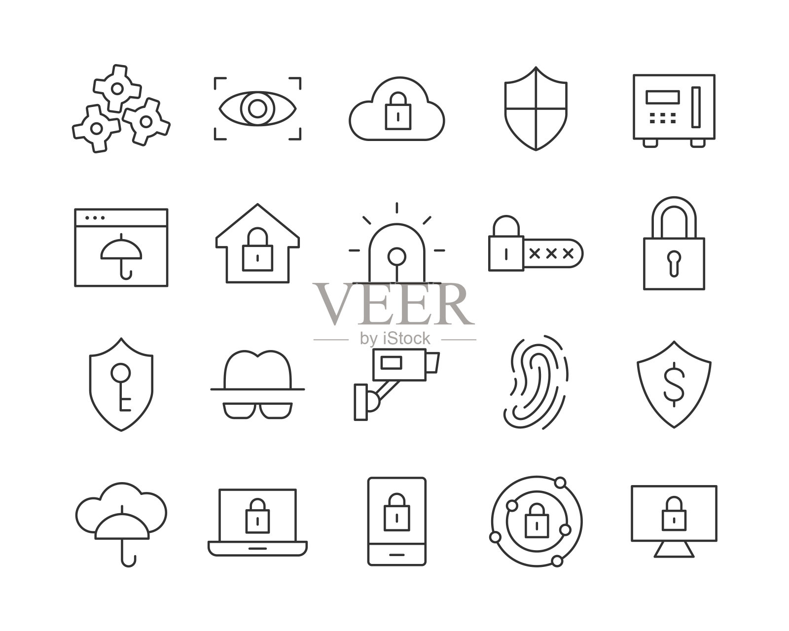 安全图标-矢量线图标插画图片素材