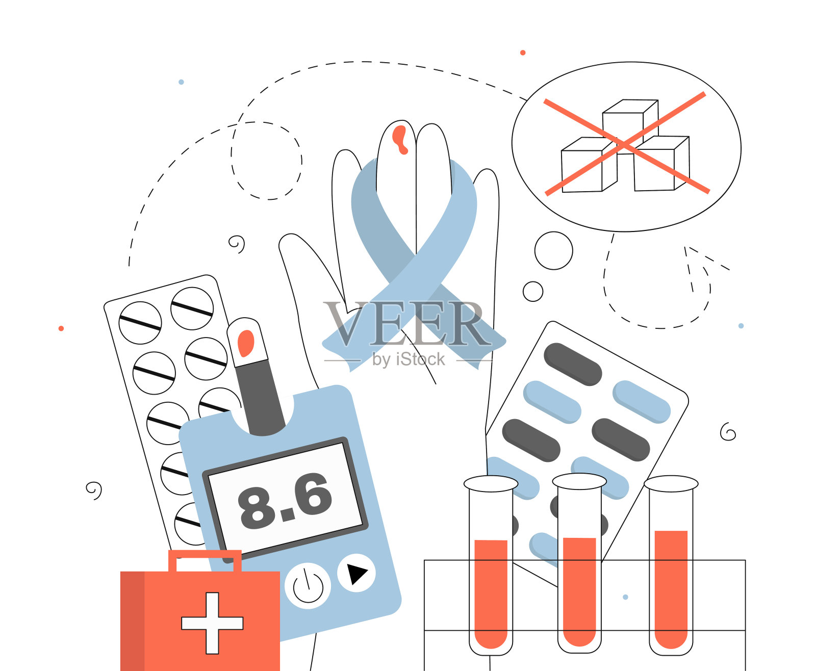 糖尿病日矢量线概念插画图片素材