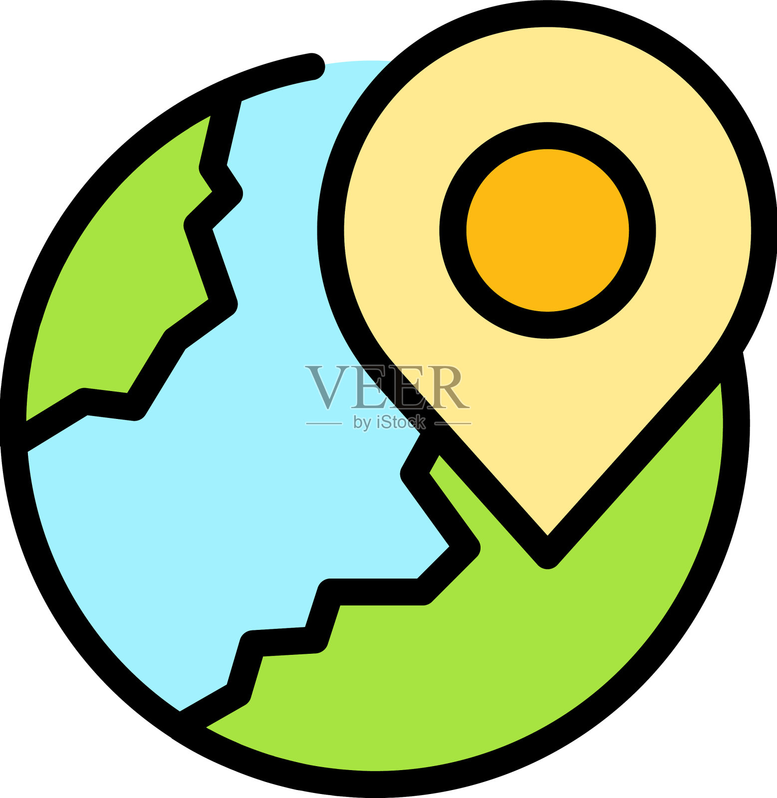 世界位置图标扁平插画图片素材