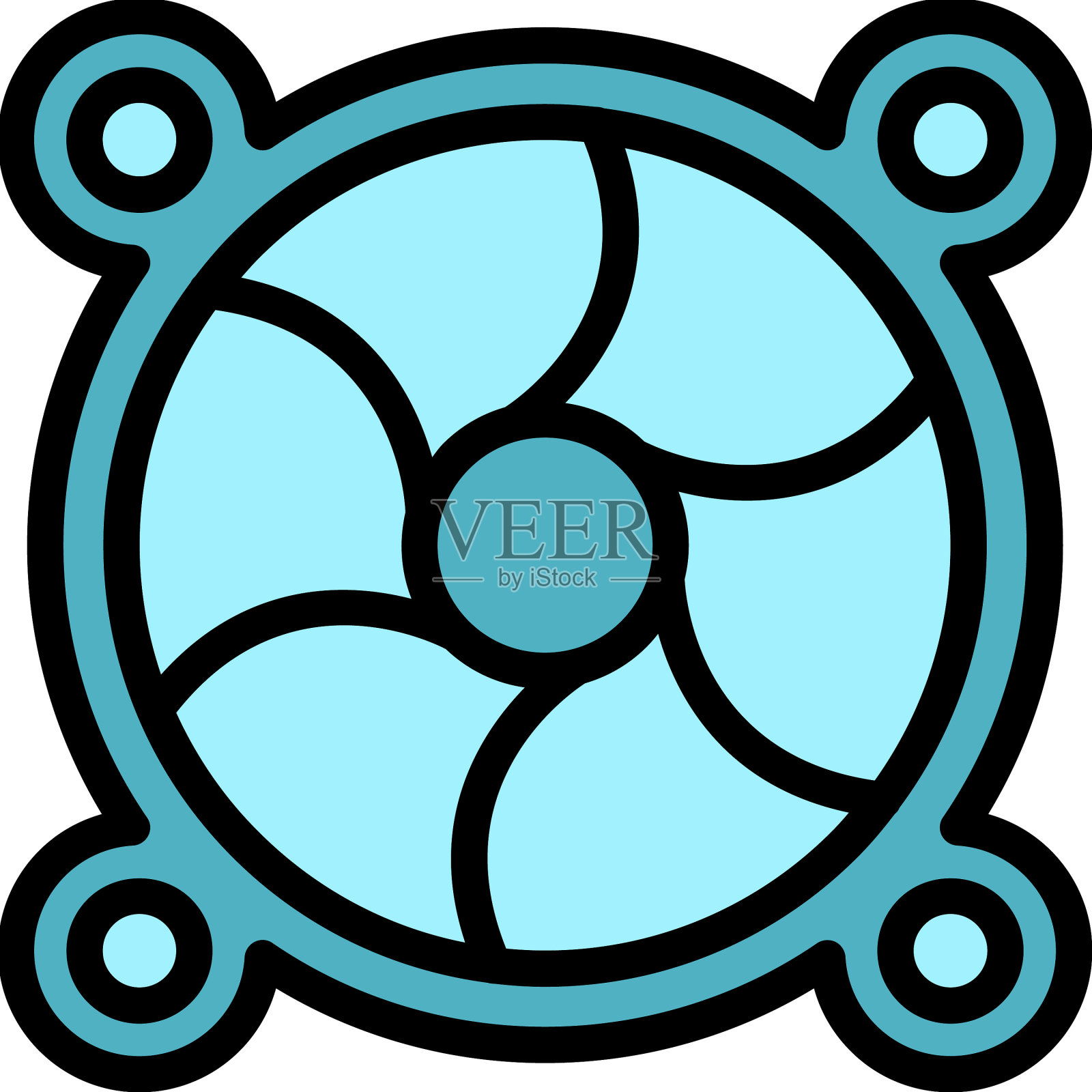 笔记本电脑风扇图标扁平插画图片素材