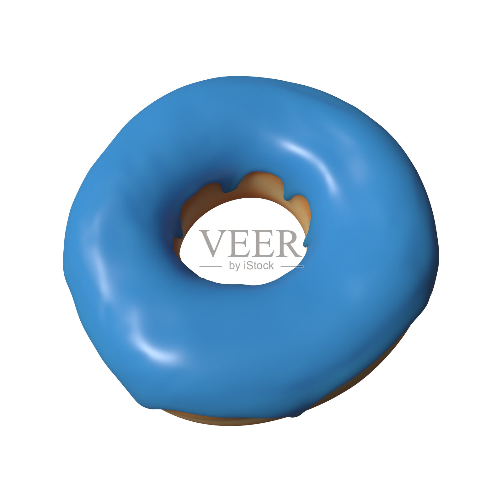 蓝色甜甜圈3D插图在白色背景照片摄影图片