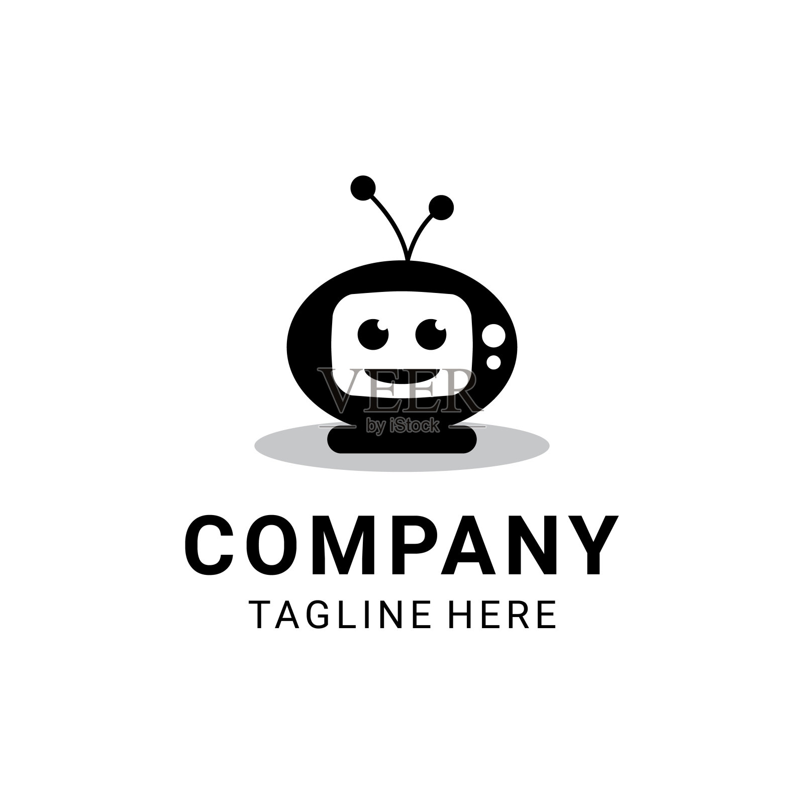 创意现代笑脸电视标志标志设计模板插画图片素材