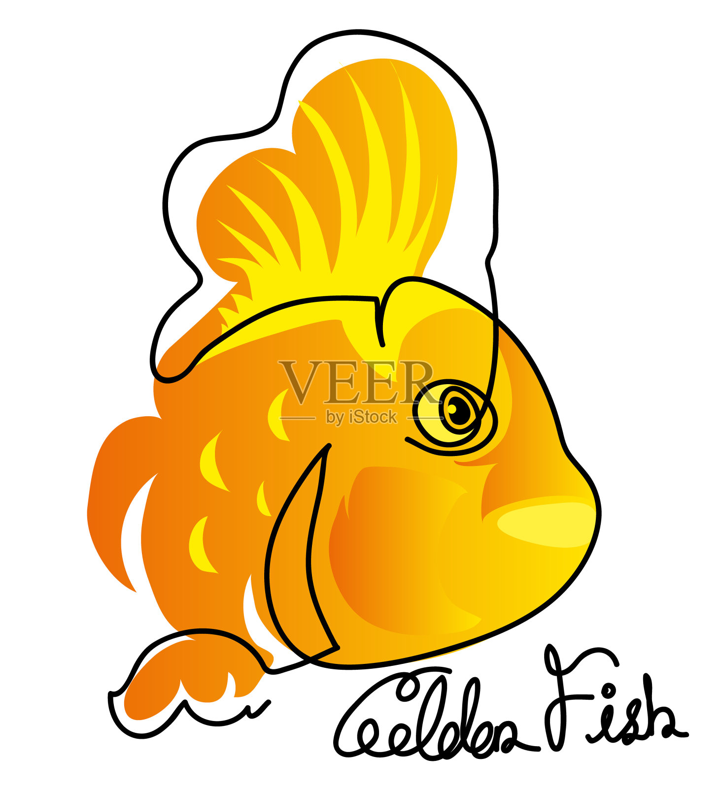 金鱼的一幅线条画插画图片素材