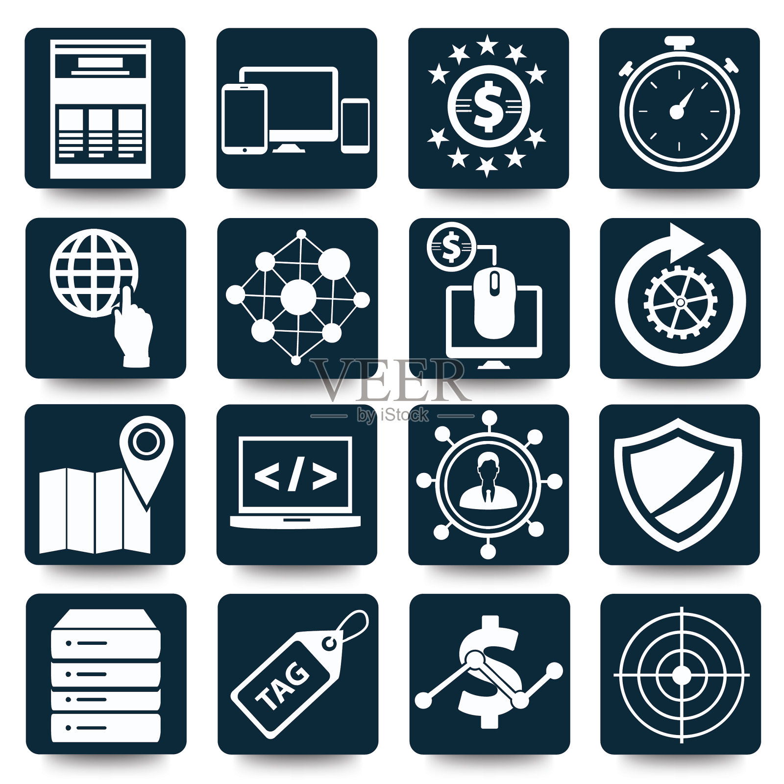 SEO搜索引擎优化矢量图标集插画图片素材