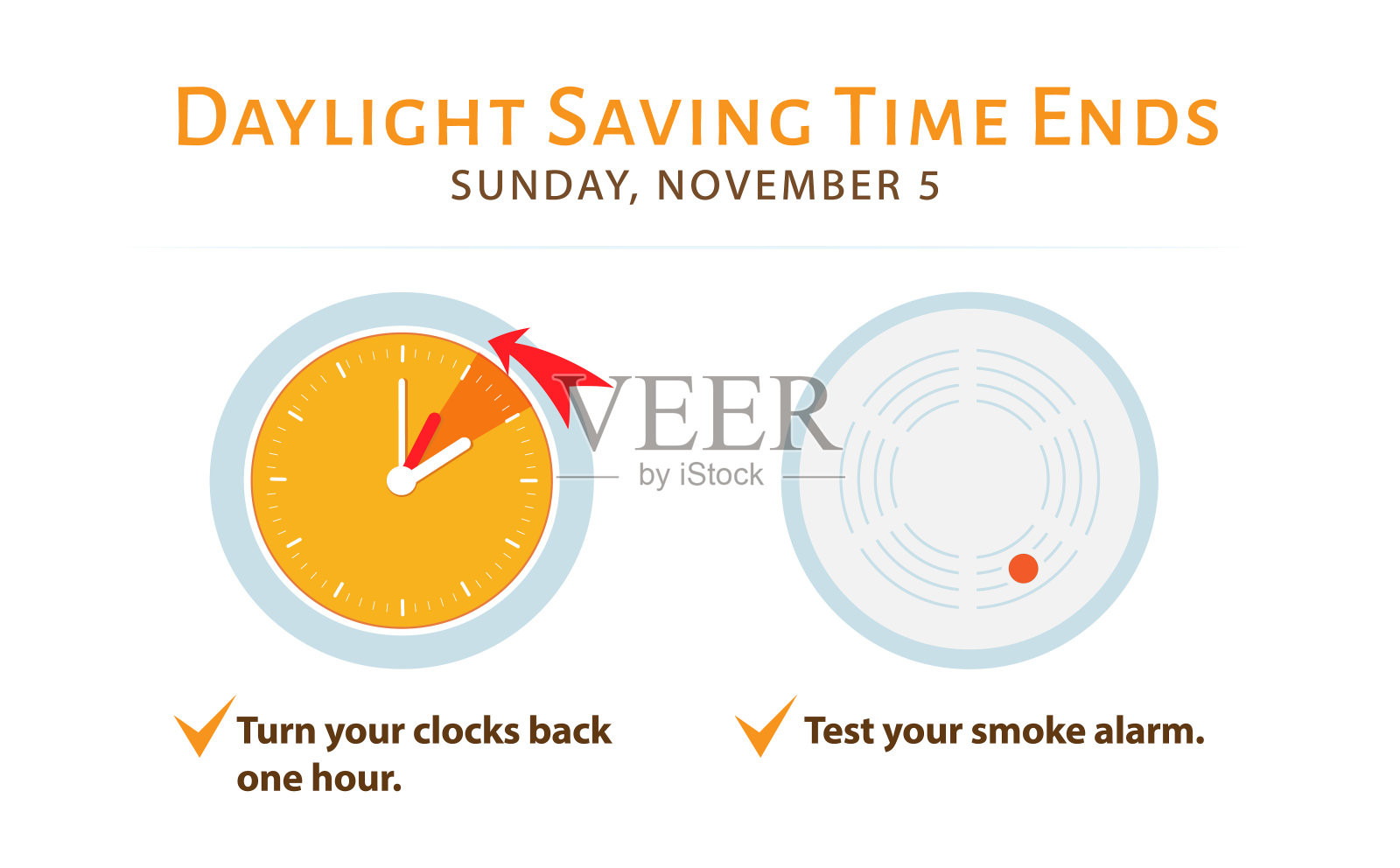 日光节约时间将于2023年11月5日结束。倒回时间插画图片素材