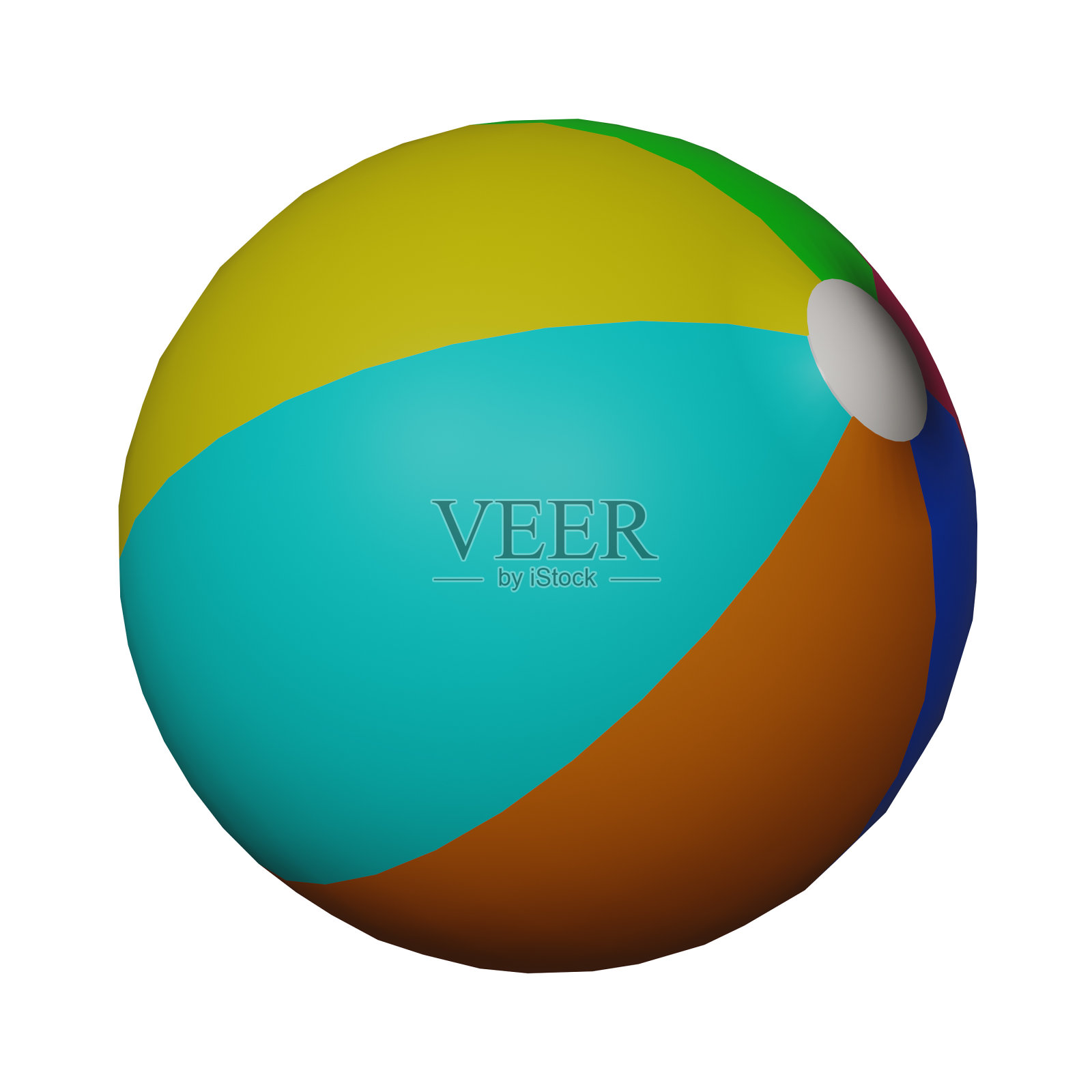 3D插图渲染玩具空气海滩充气多色球在白色背景照片摄影图片