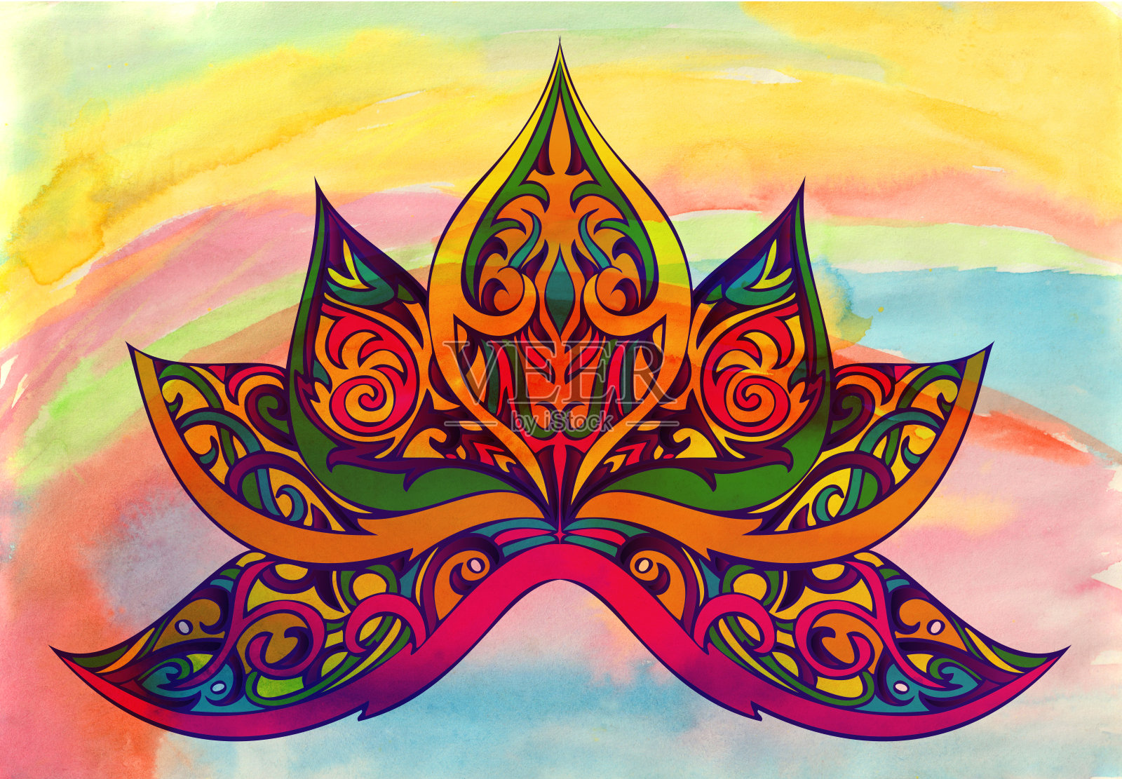 曙光莲花插画图片素材