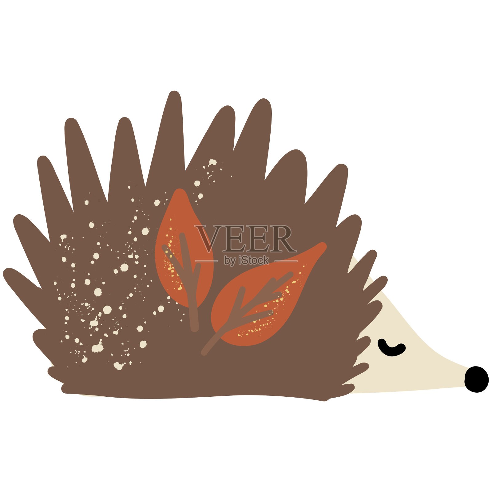 可爱的秋天刺猬。可爱的卡通手绘纹理矢量插图孤立的白色插画图片素材