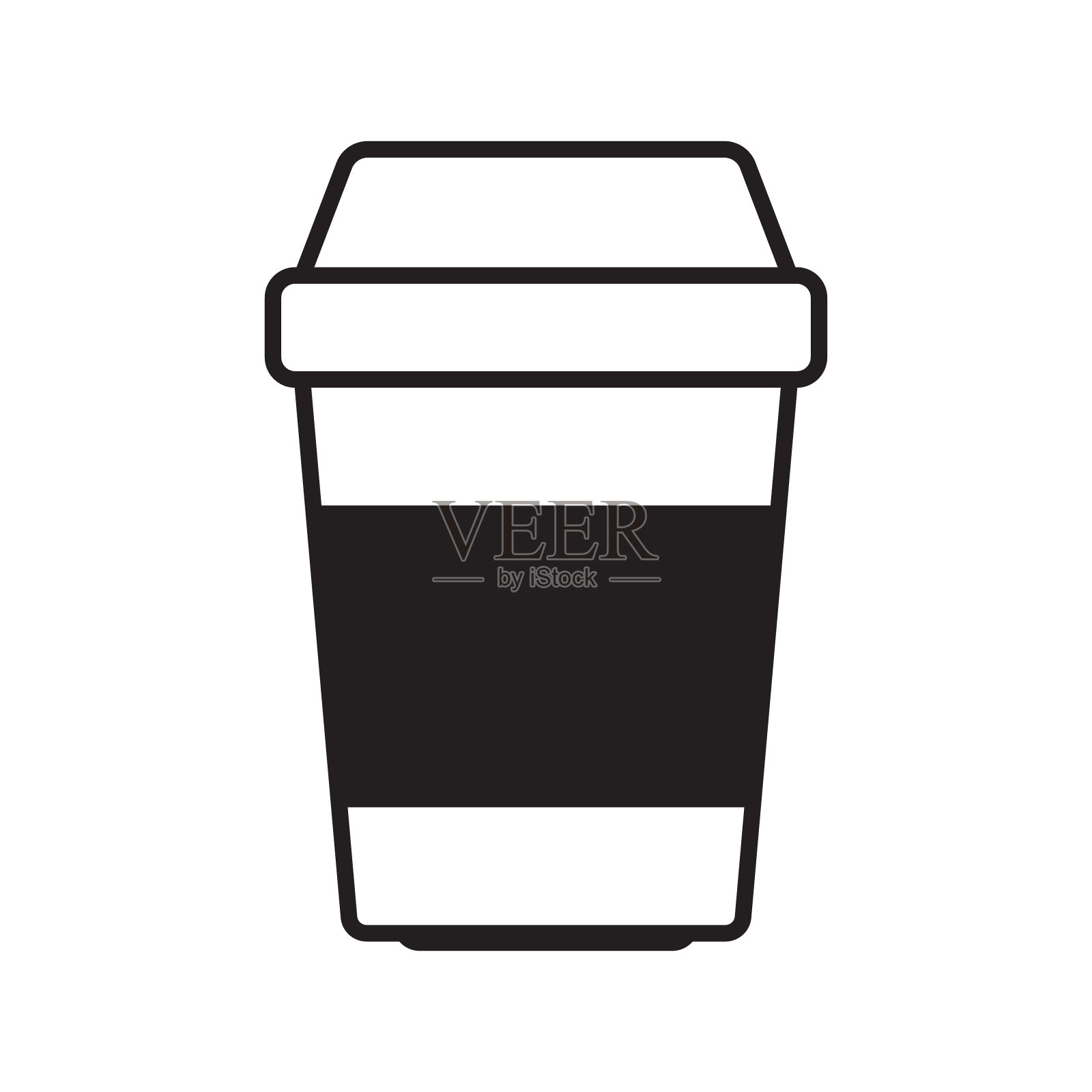 咖啡杯矢量图标。纸咖啡杯图标孤立的白色背景。插画图片素材