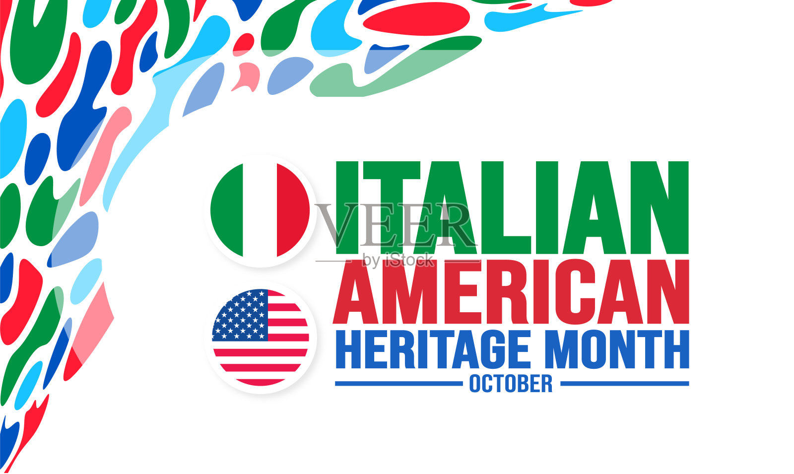 十月是意大利裔美国人遗产月背景模板用于背景，横幅，标语牌，卡片和海报设计。插画图片素材