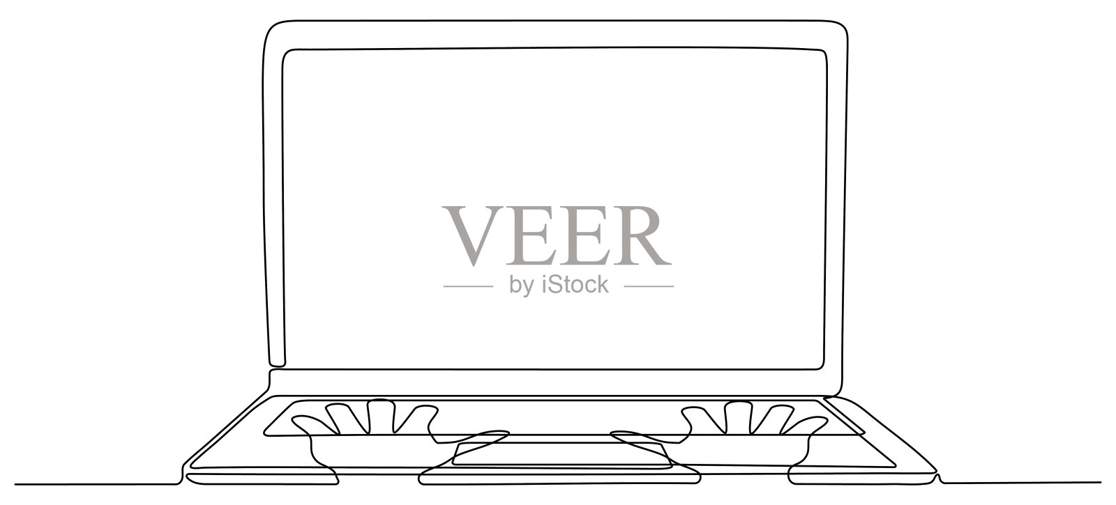 用手提电脑连续画线。插画图片素材