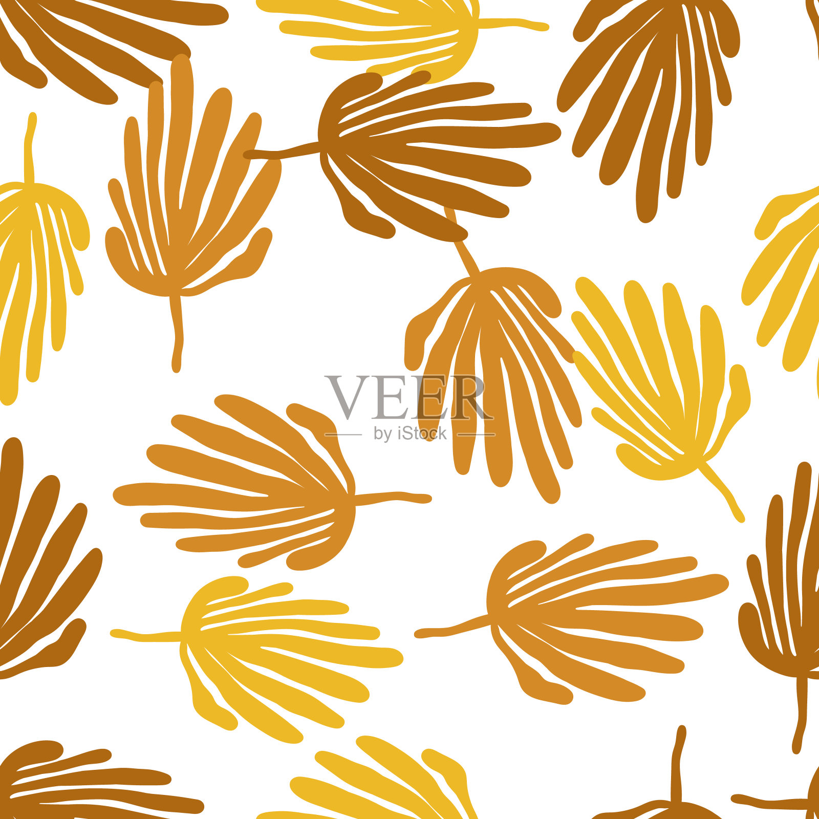 简单的有机形状无缝图案。热带树叶背景。马蒂斯风格的装饰墙纸。插画图片素材