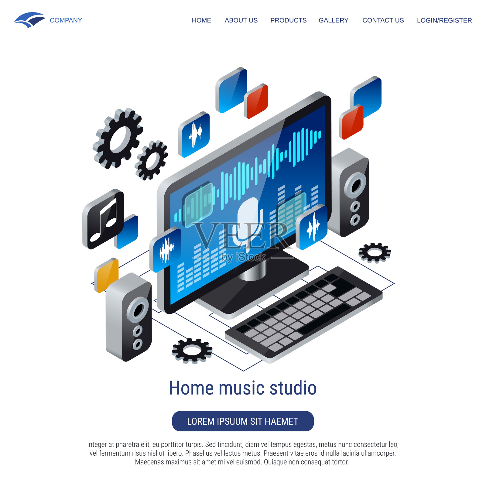 家庭音乐工作室矢量概念插画图片素材