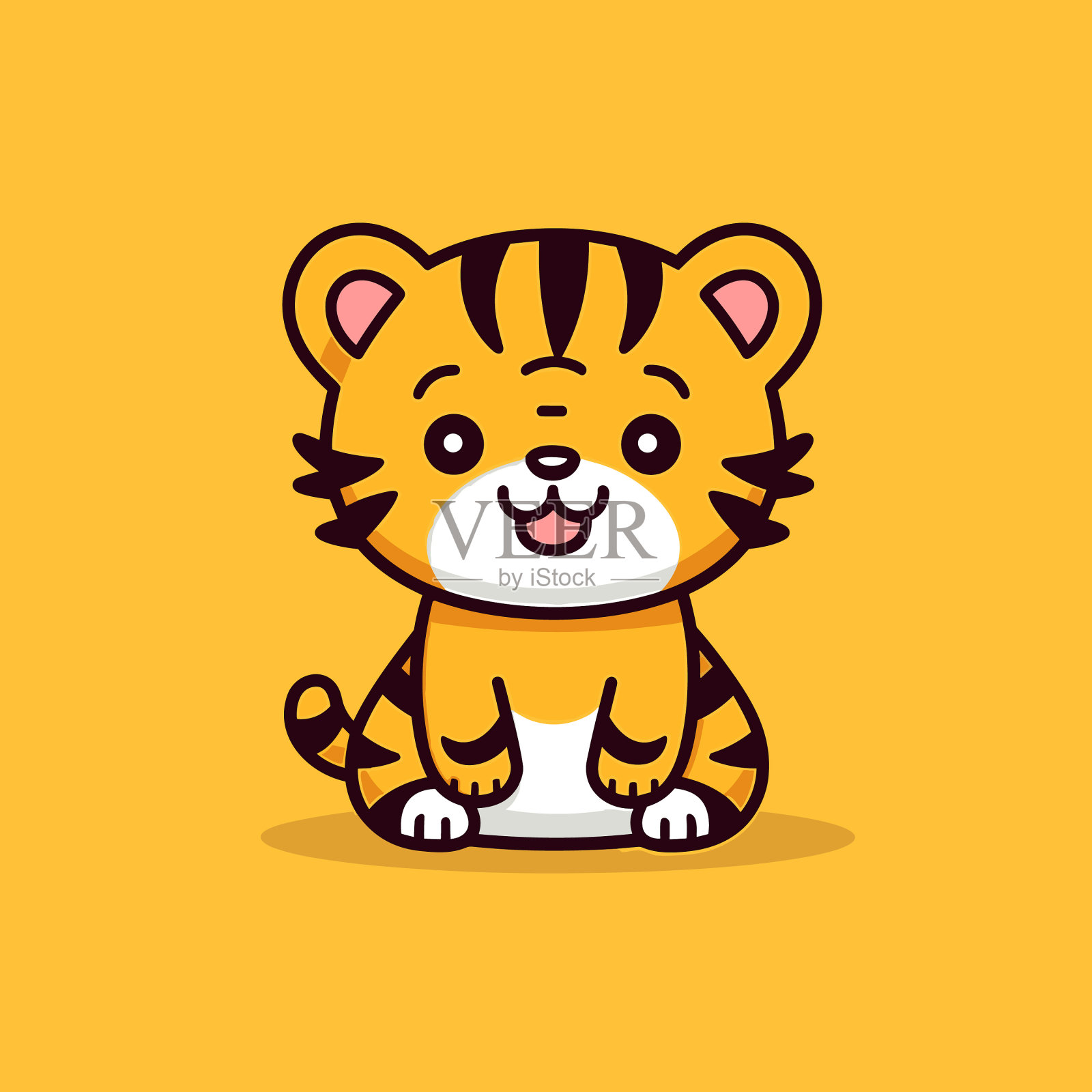 虎虎手绘漫画可爱的涂鸦风格插画图片素材