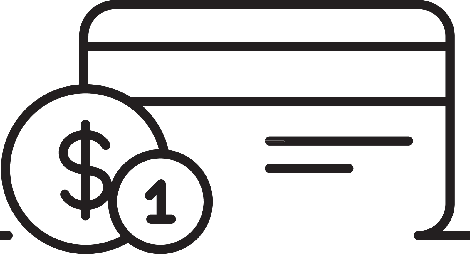 信用卡线图标支付卡与硬币设计元素图片